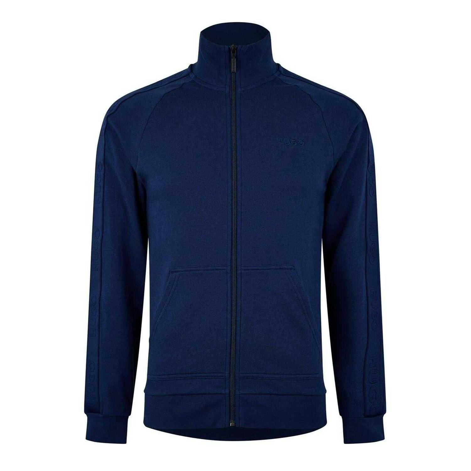 Hugo Boss Men's Dark/Blue Regular Raglan Long-Sleeved Sweatshirt - L - 100% Cotton