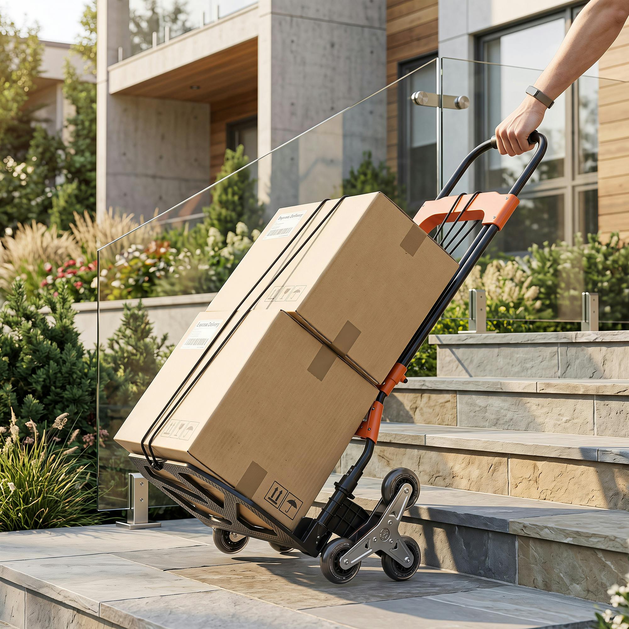Homcom Black/Orange Heavy Duty Foldable Trolley On Wheels, And