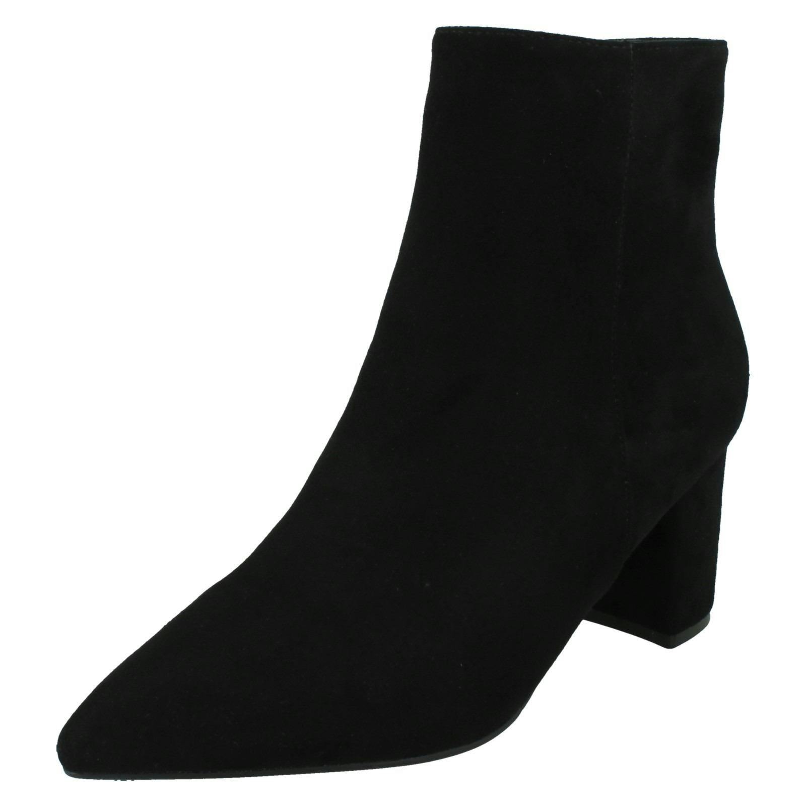 Spot On Women's Black Block Heel Ankle Boots F51220 - Microsuede - Uk 7