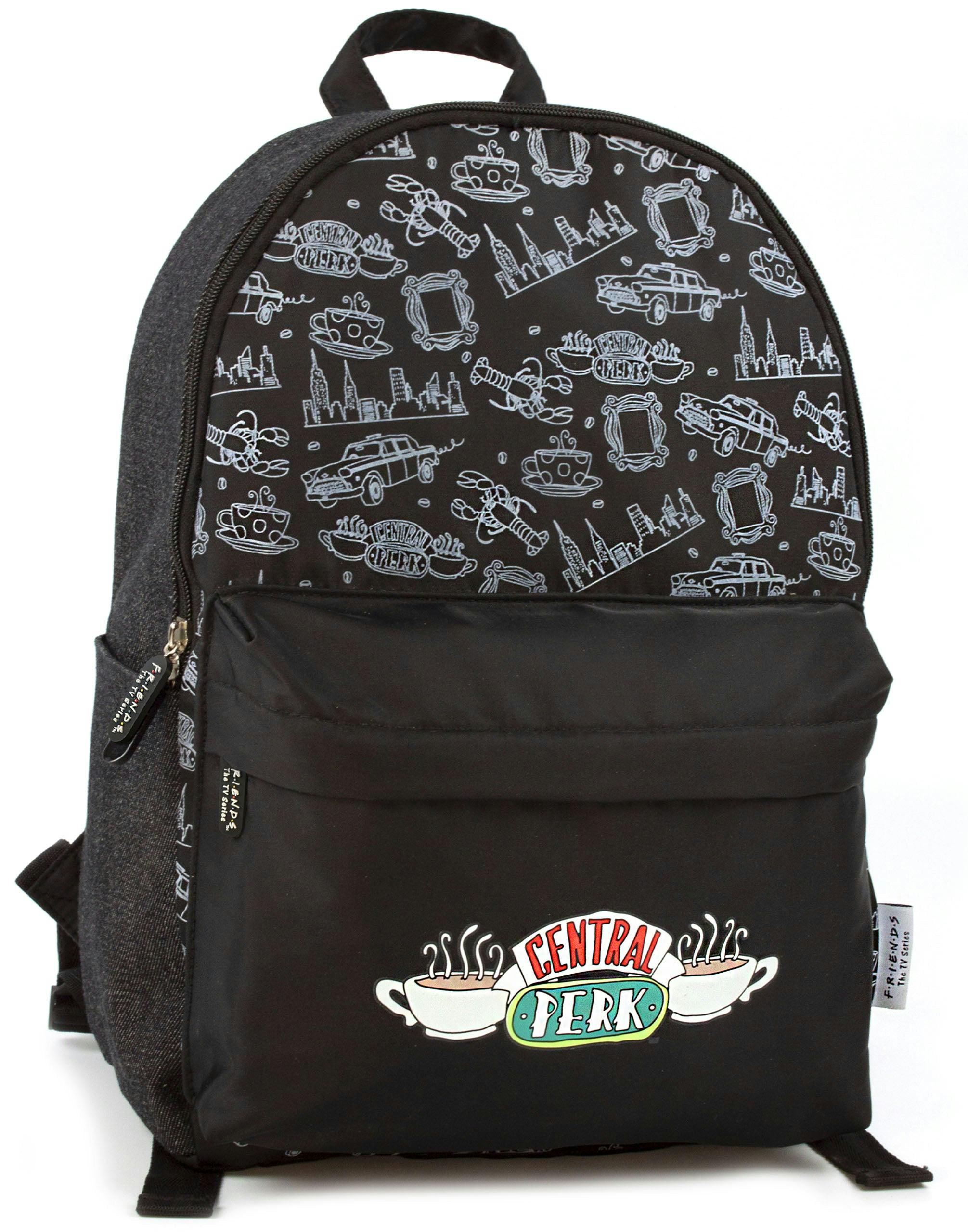 Vanilla Underground Unisex Black Friends Kids Central Perk Logo Backpack (One Size)