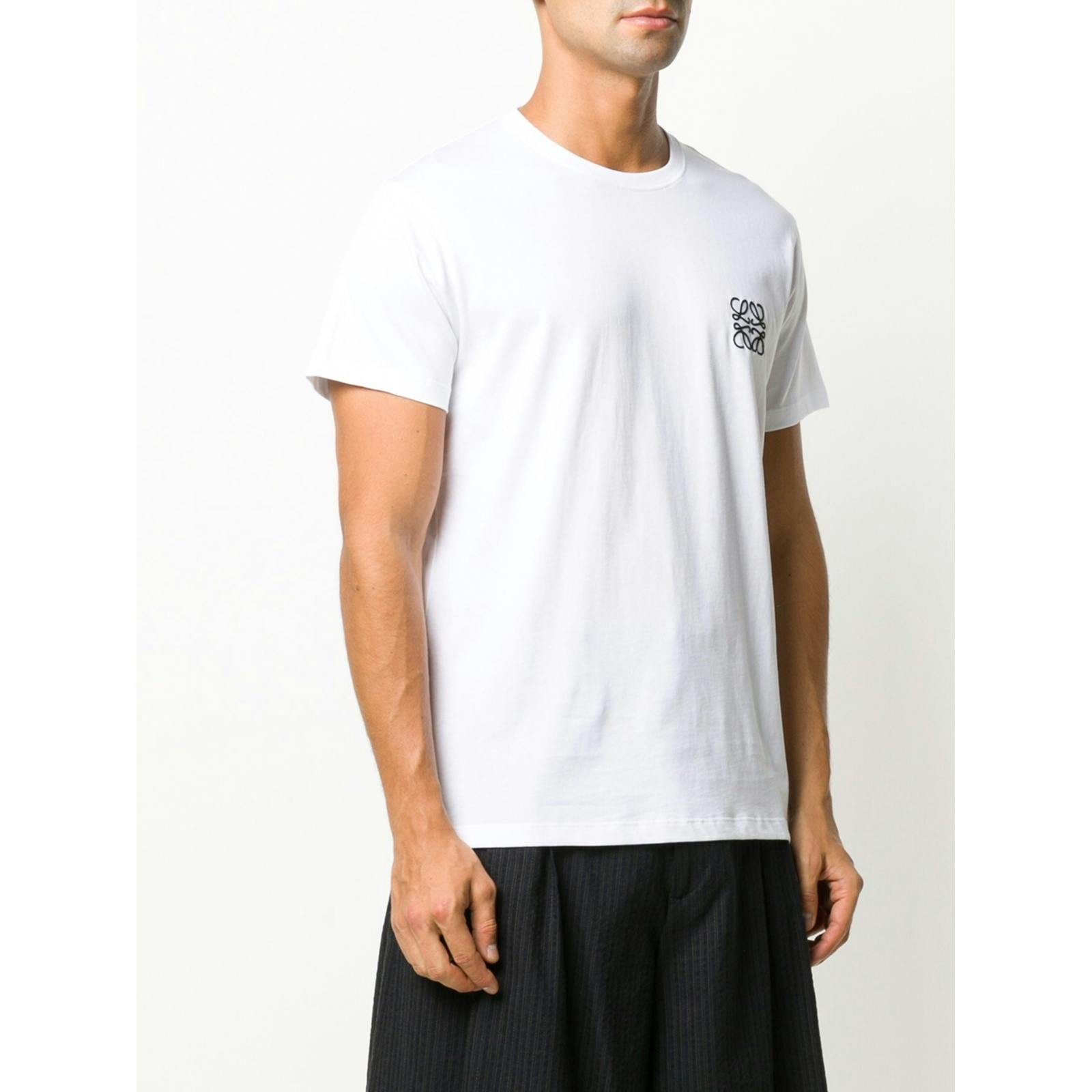 Loewe White Anagram Embroidered Logo T-Shirt In - S