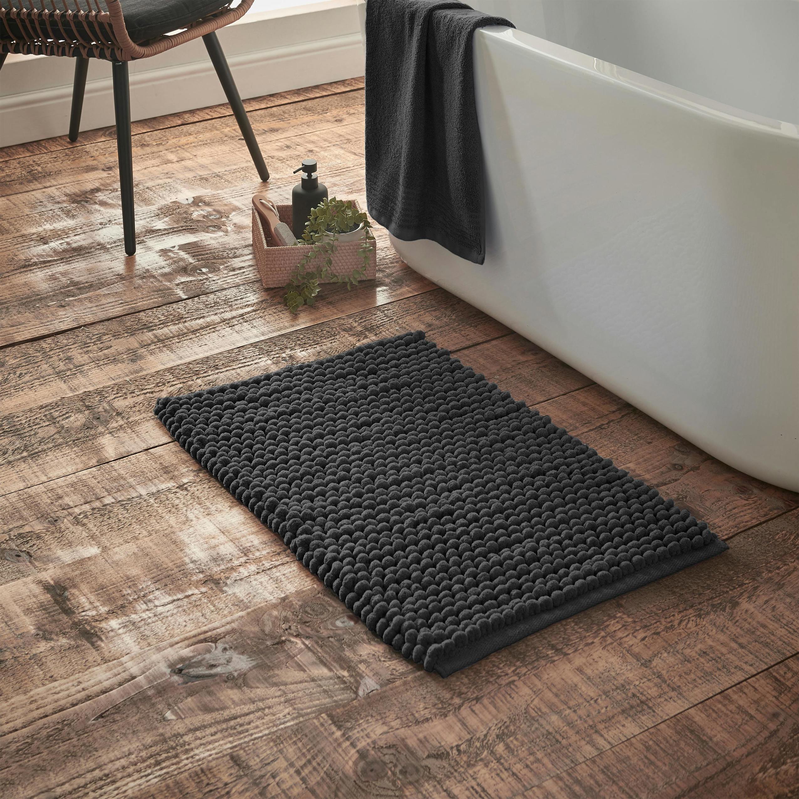 Bianca Black Aspen Bobble Bath Mat - Bath Mat 50 X 80 Cm