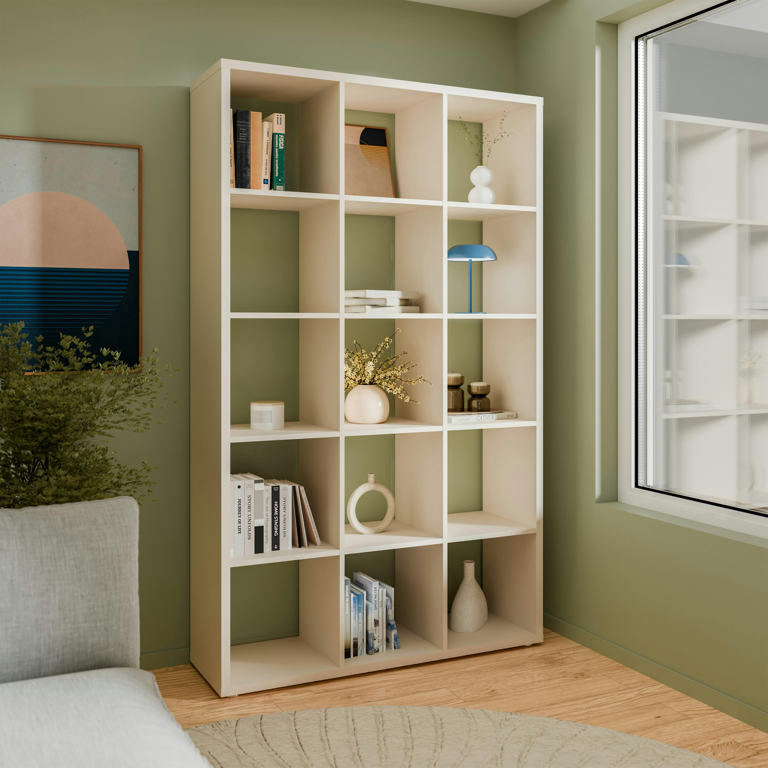 Furniture To Go Mauro 3X5 Storage Unit In Sand - W 107.2 X H 176.3 X D 32.9Cm - 1 - Manufactured Wood