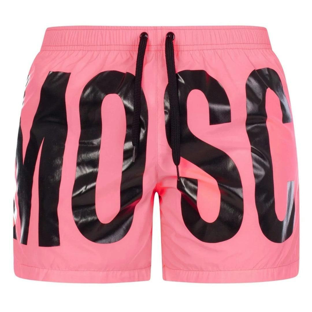 Moschino Men's Pink Logo Swim Shorts - Xl - 100% Polyester
