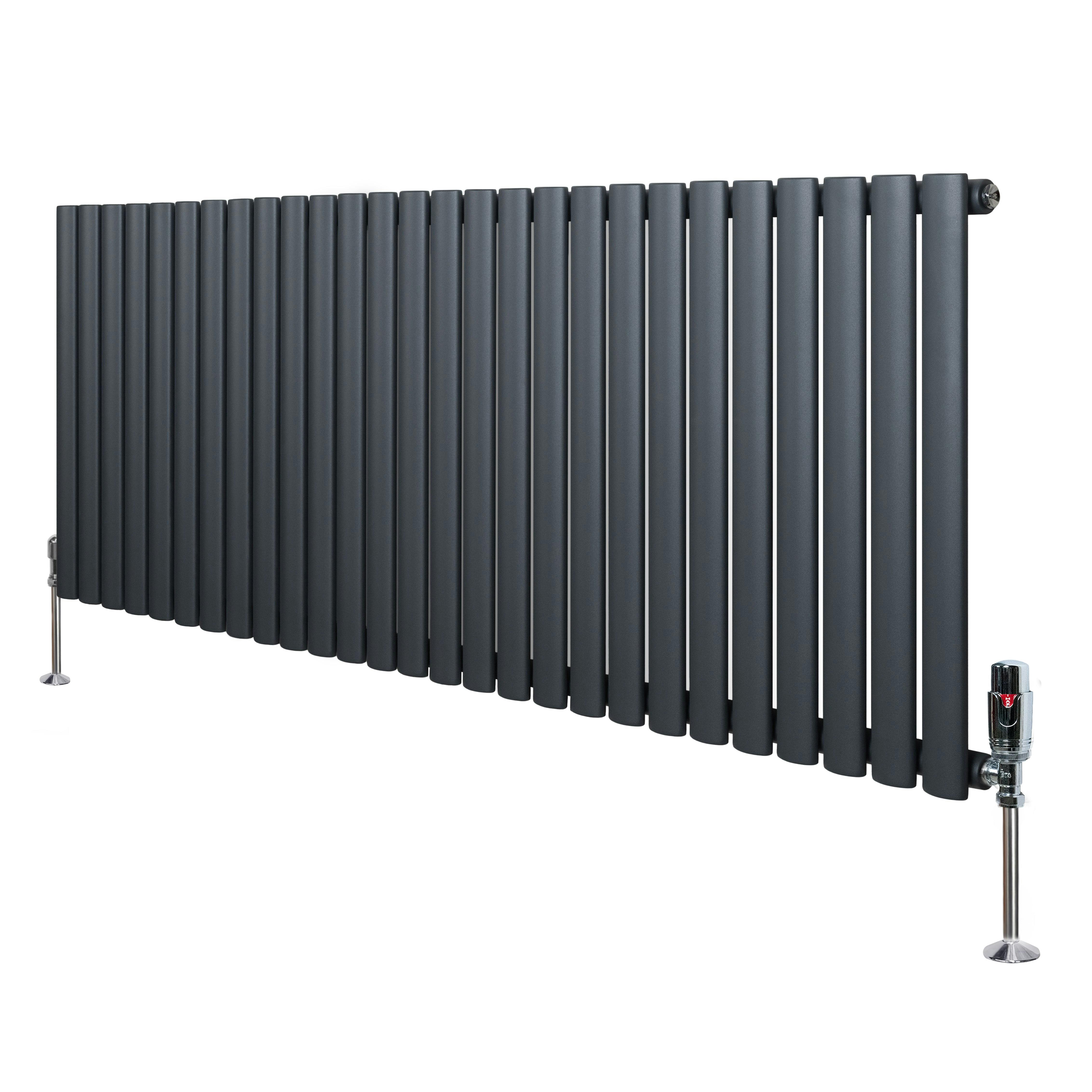 Monstershop Anthracite/Grey Oval Single Column Radiator & Valves – 600Mm X 1620Mm –