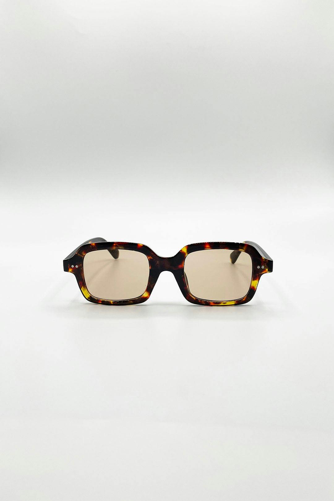 SVNX Unisex Bold Square Sunglasses in Dark Brown - Image 5