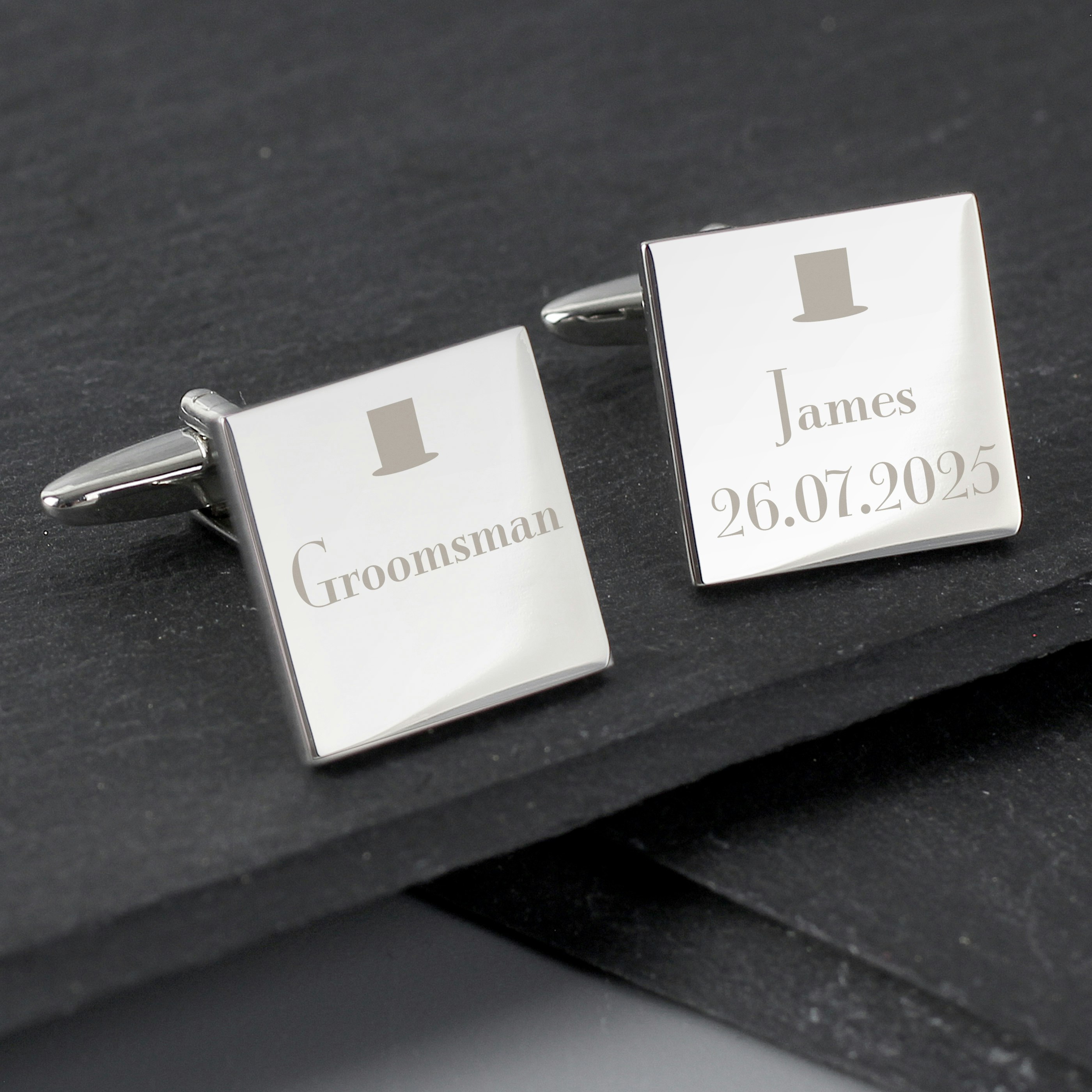 Personalised Memento Company Silver Personalised Groomsman Cufflinks