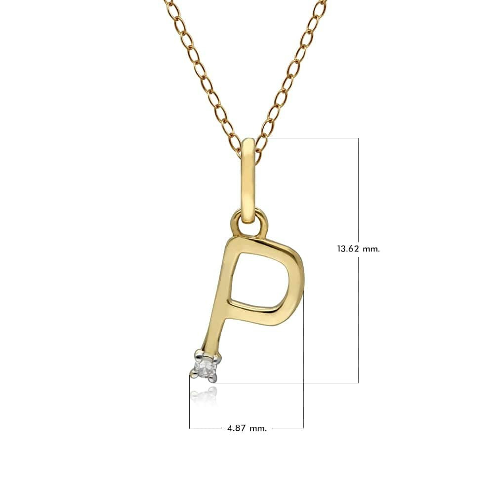 Gemondo Yellow/Gold Initial Diamond Letter Necklace In 9Ct - P