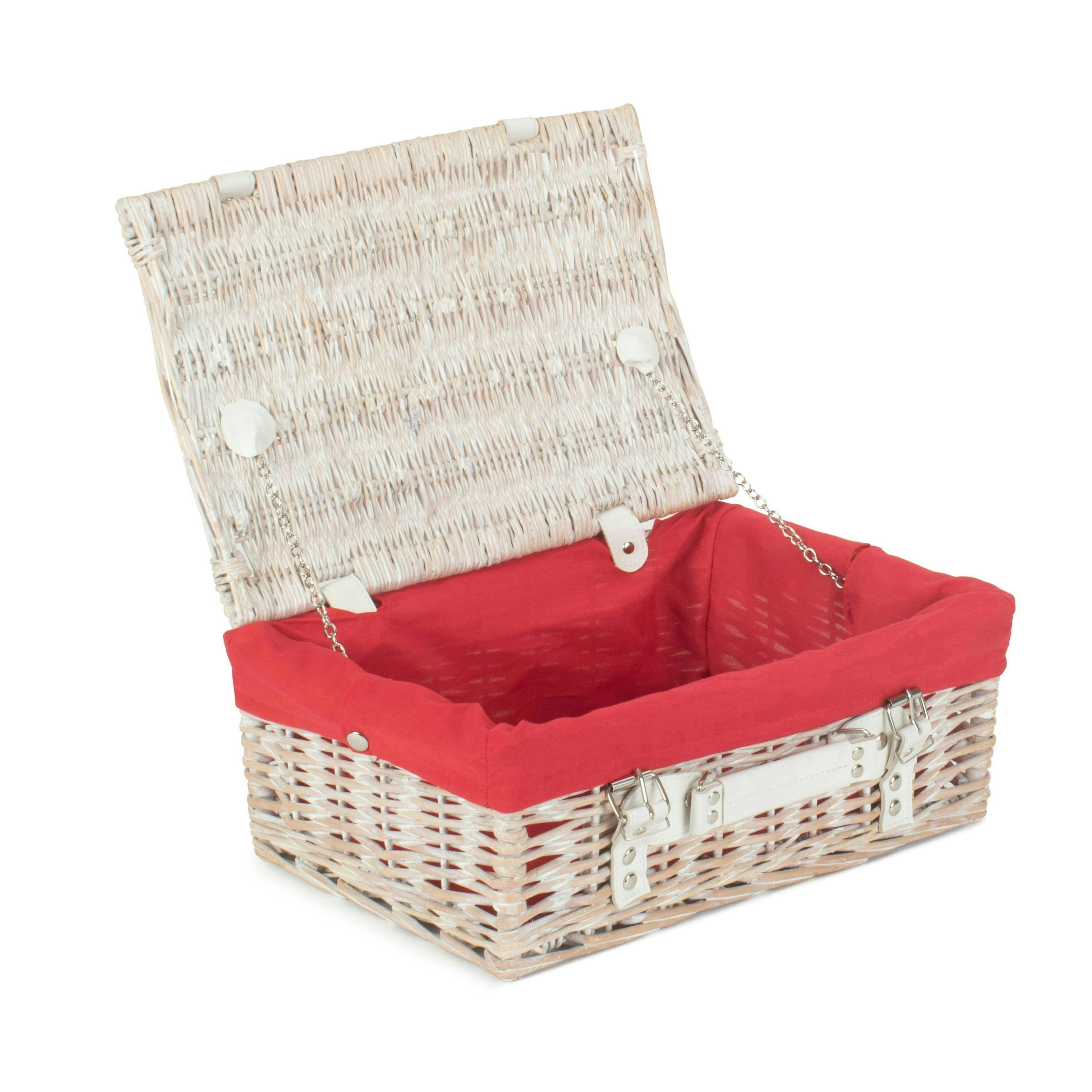 Red Hamper Red/White Hamper 36Cm Wash Willow Wicker Picnic Basket