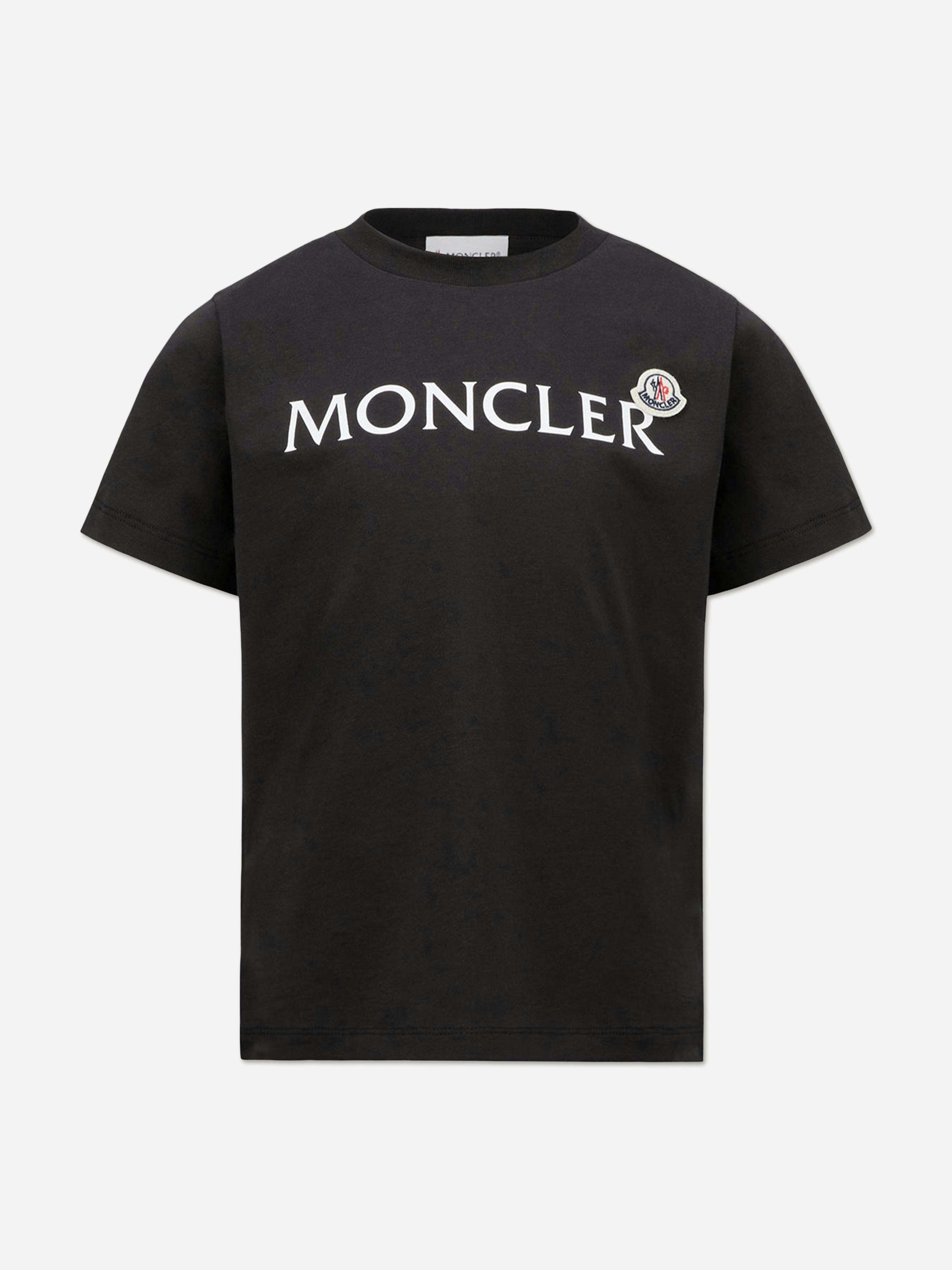 Moncler Enfant Boys Black Logo T-Shirt In - 12 Yrs