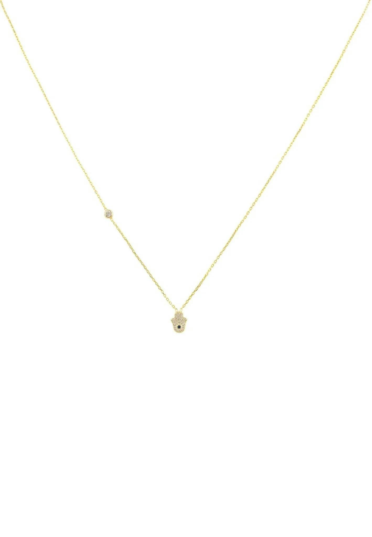 Latelita Gold Hamsa Hand Necklace - One Size