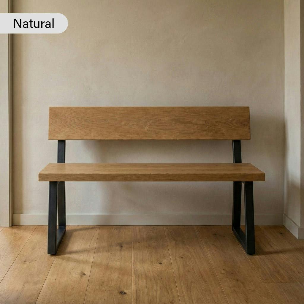Trl Furniture White/Grain Premium Solid Oak Bench With Back - 110Cm