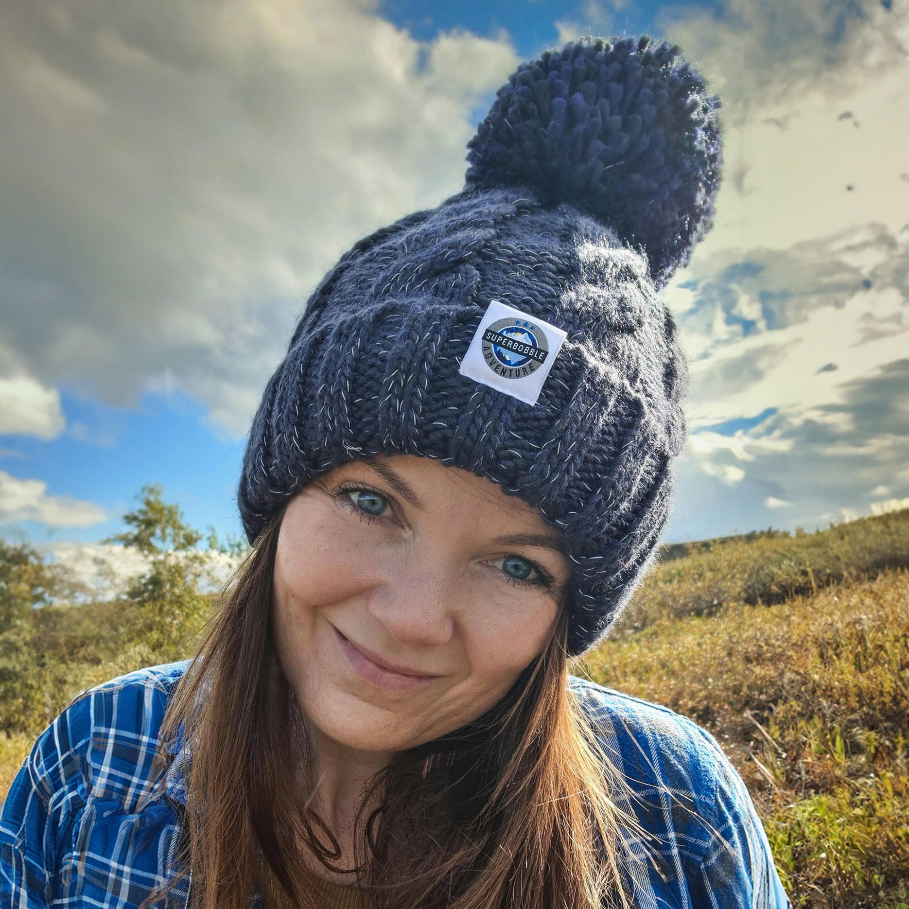 Deep Navy Cable Knit Unisex Bobble Hat - - Image 2