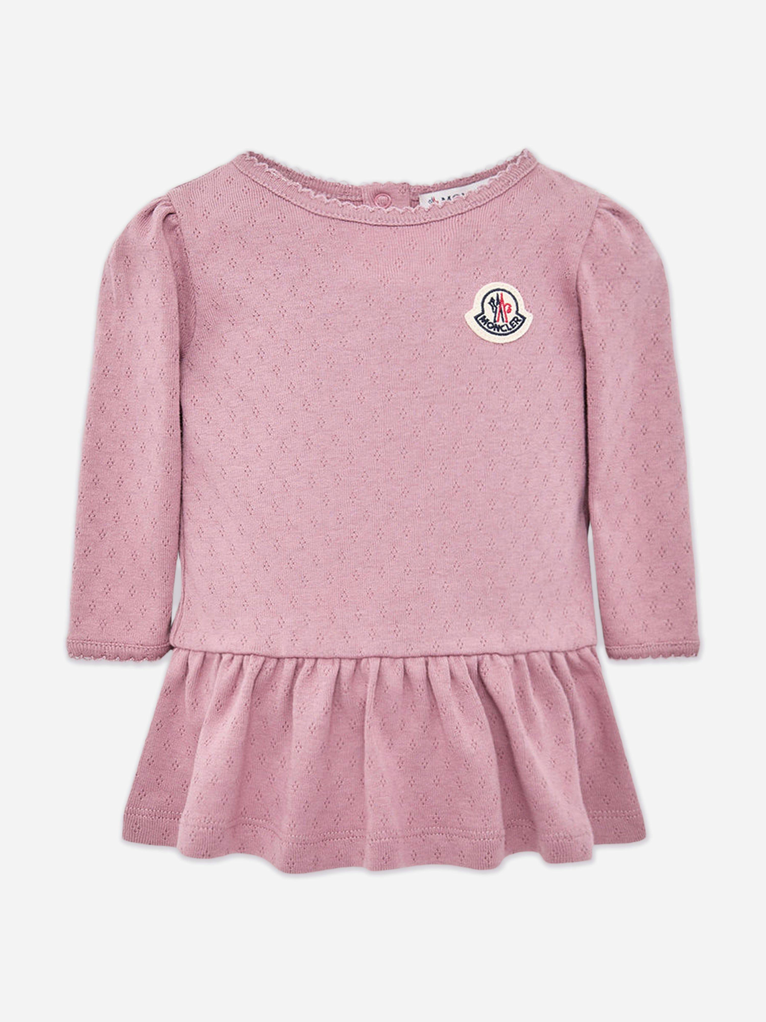 Moncler Enfant Women's Pink Baby Girls Cotton Logo Dress In - 18 - 24 Mths