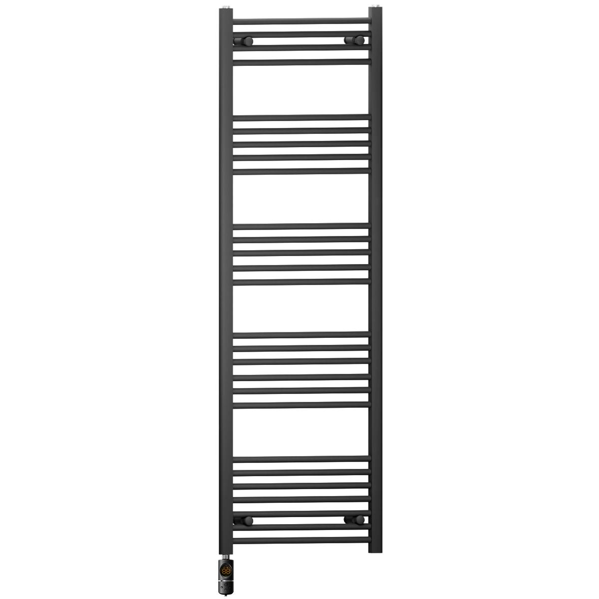 Myhomeware Black 450 X 1600 Mm Matt Electric Bathroom Towel Rail Radiator Heater With Af Thermostatic Electric Element Pre-Filled