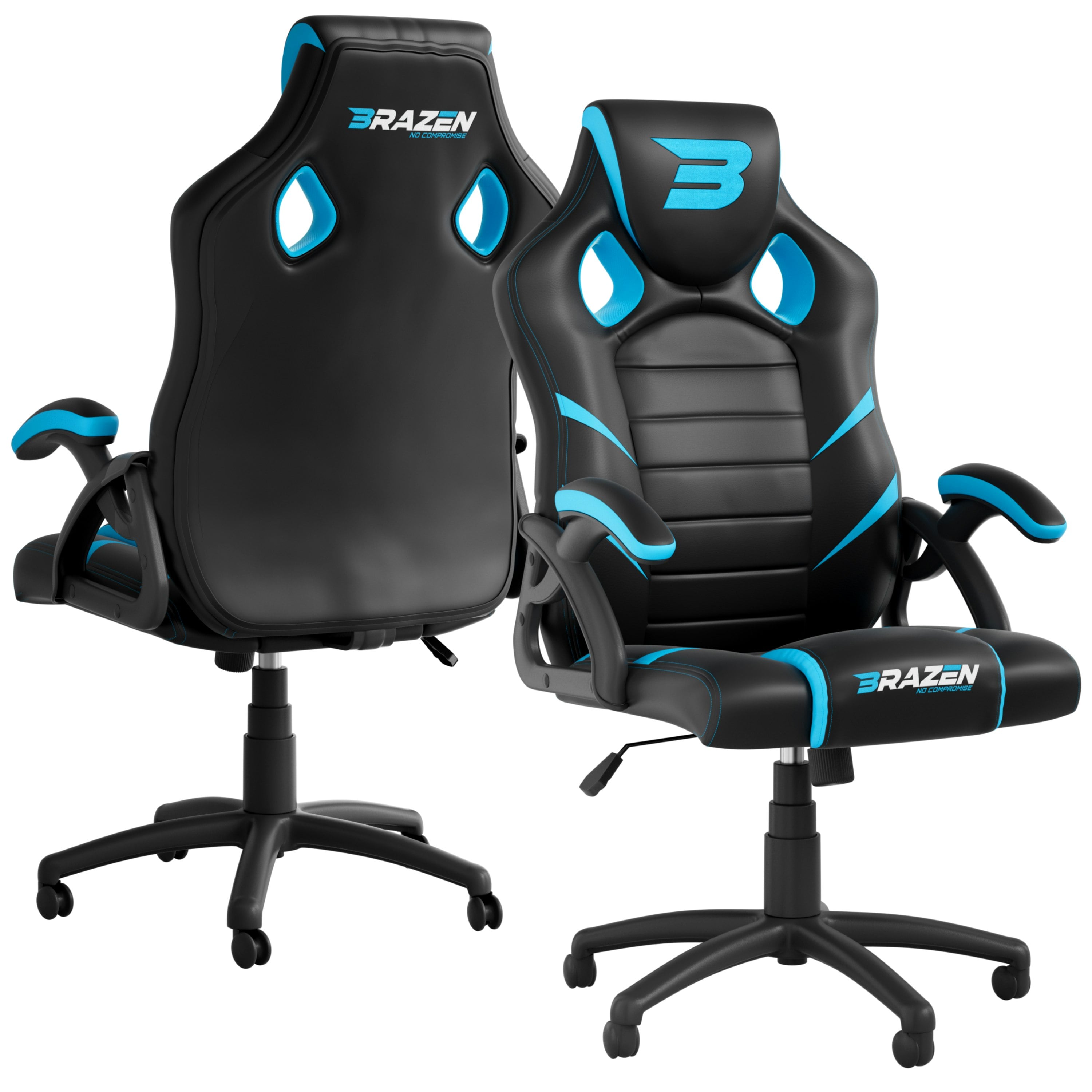 BraZen Puma PC Gaming Chair - Faux Leather - Black - Image 2