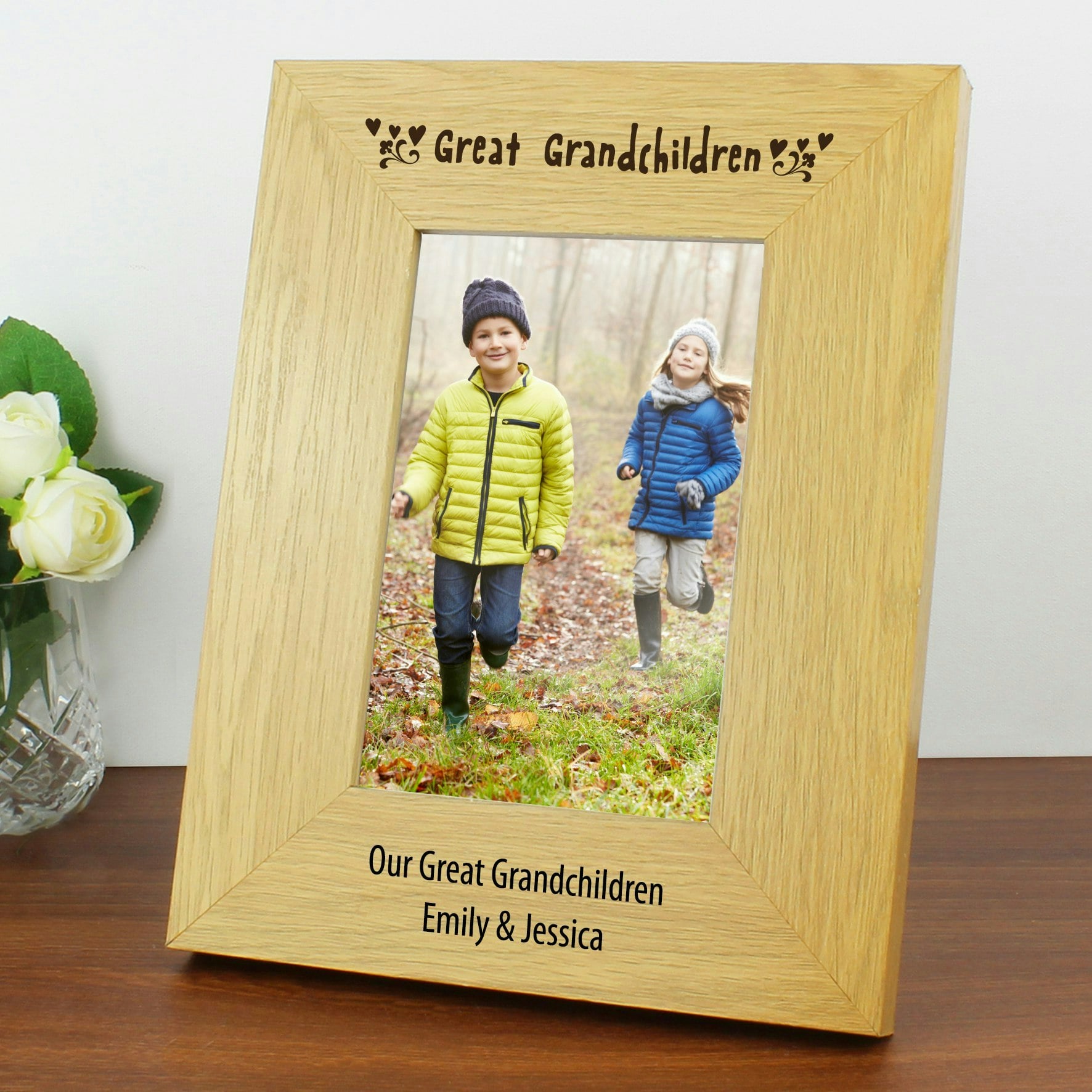Rackhams Personalised Great Grandchildren 6X4 Oak Finish Photo Frame