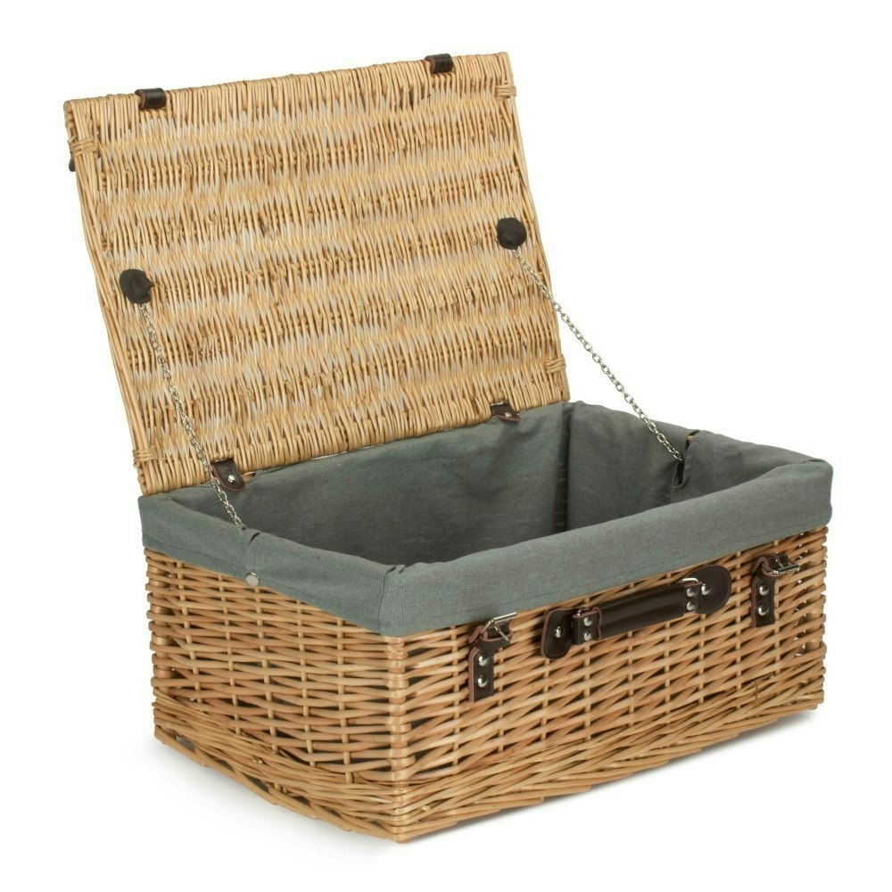 Rackhams Grey 51Cm Buff Willow Wicker Picnic Basket