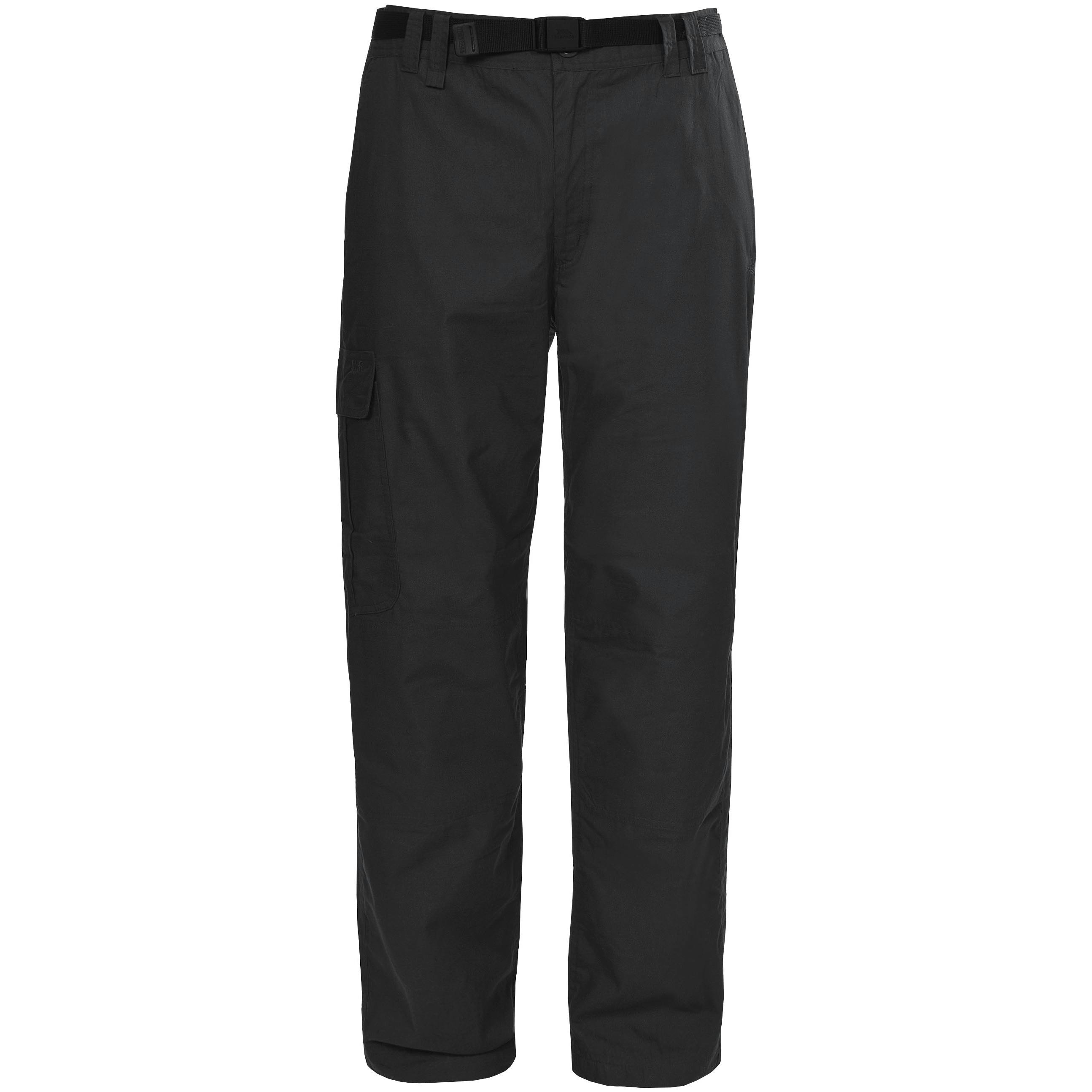 Trespass Men's Black Clifton Water Repellent Trousers - Xxl/Sl - 65% Polyester/35% Cotton