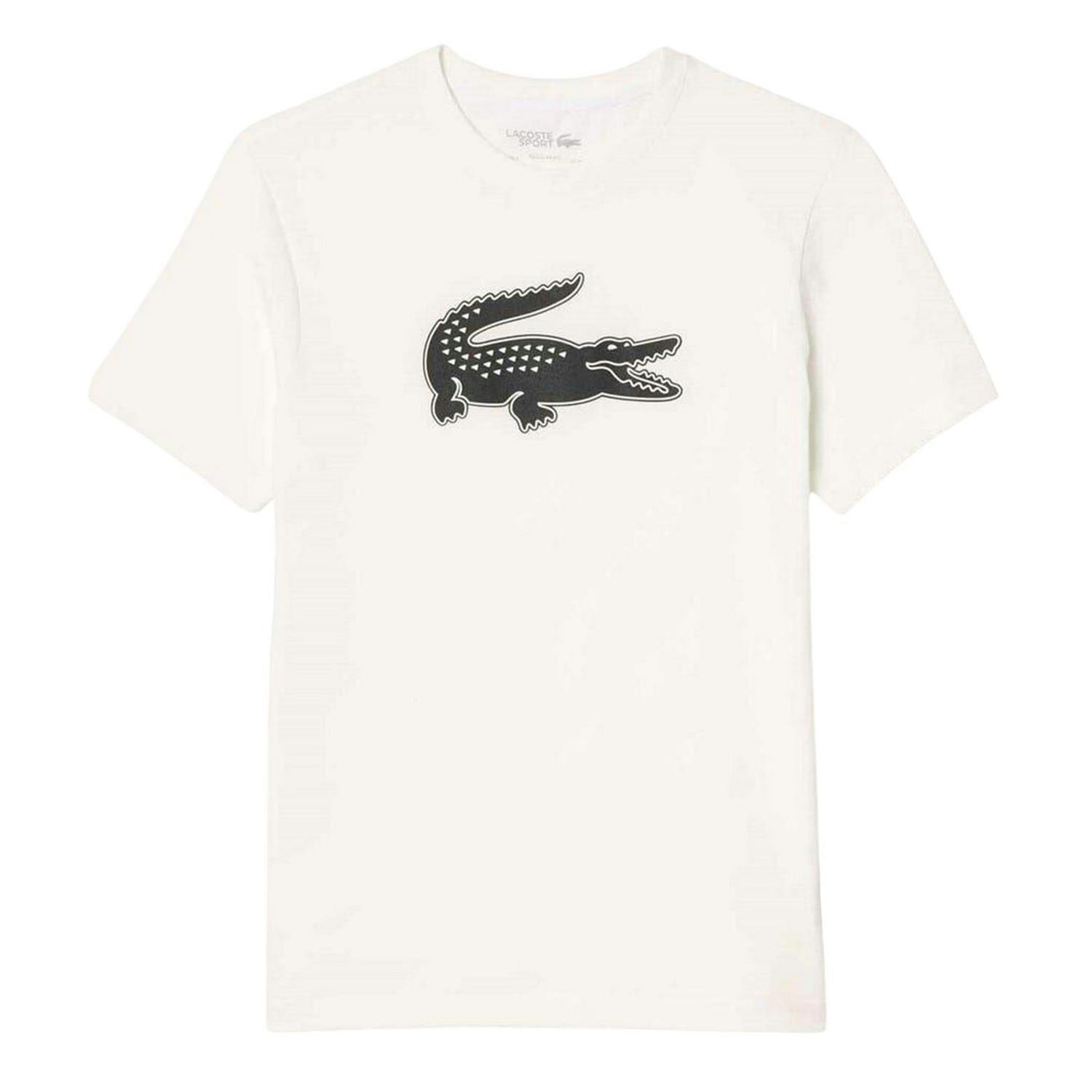 Lacoste Men's White Logo Quick Dry Regular T-Shirt - M - 65% Cotton/35% Polyester
