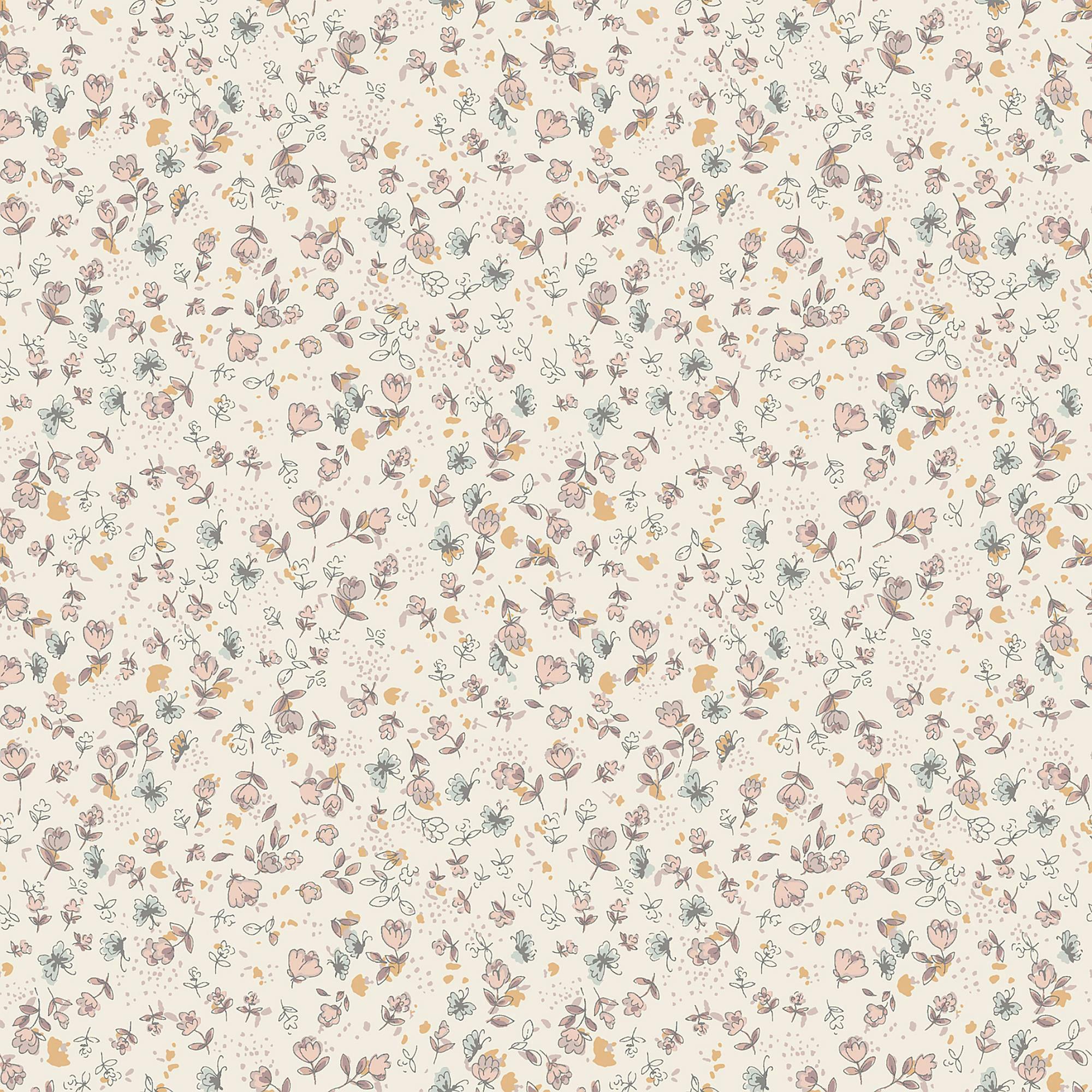 Rackhams Cream Calm Ditsy Floral Wallpaper - 10M