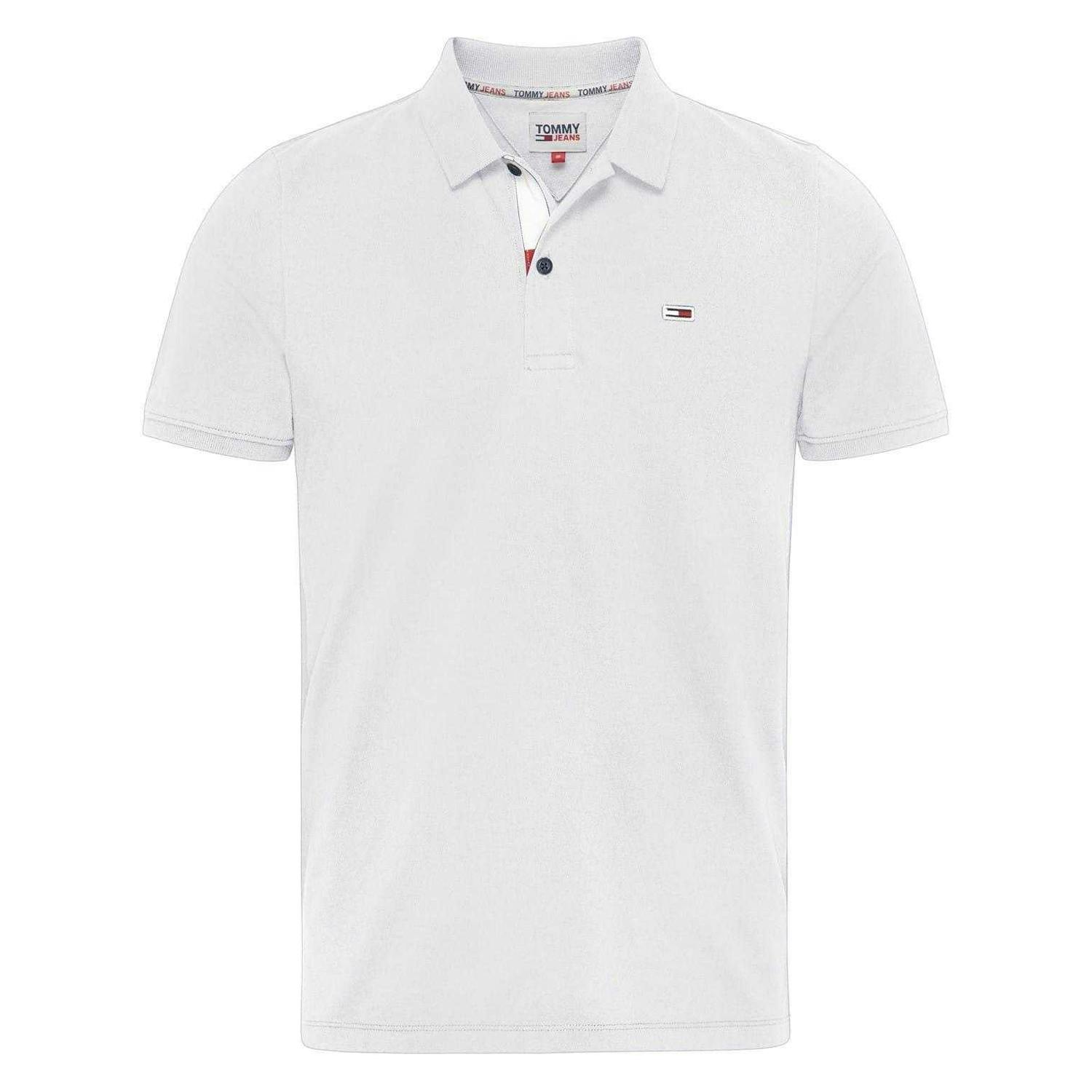 Tommy Jeans Men's White Collared Slim Polo Shirt - Xxl - 100% Mixed