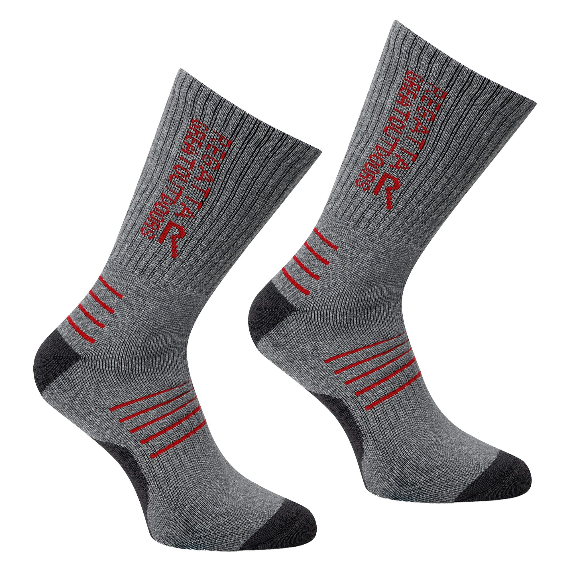 Regatta Men's Grey/Red Bamboo Crew Socks - Marl/ - Marl/ - 6 Uk-8 Uk - 80% Bamboo Viscose/15% Polyamide/5% Elastane