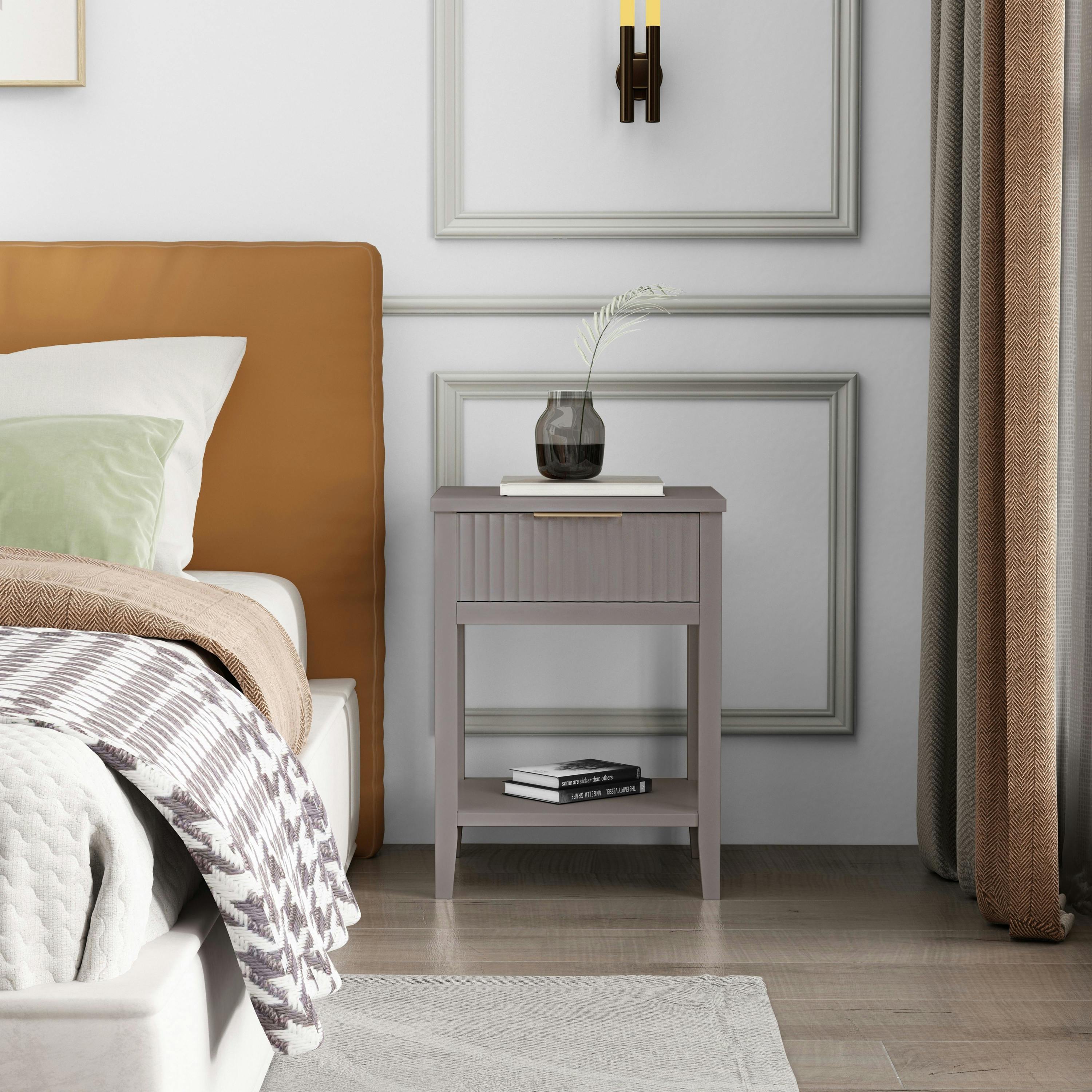 B&Q -  Monti 1 Drawer Grey Bedside Table - Image 4