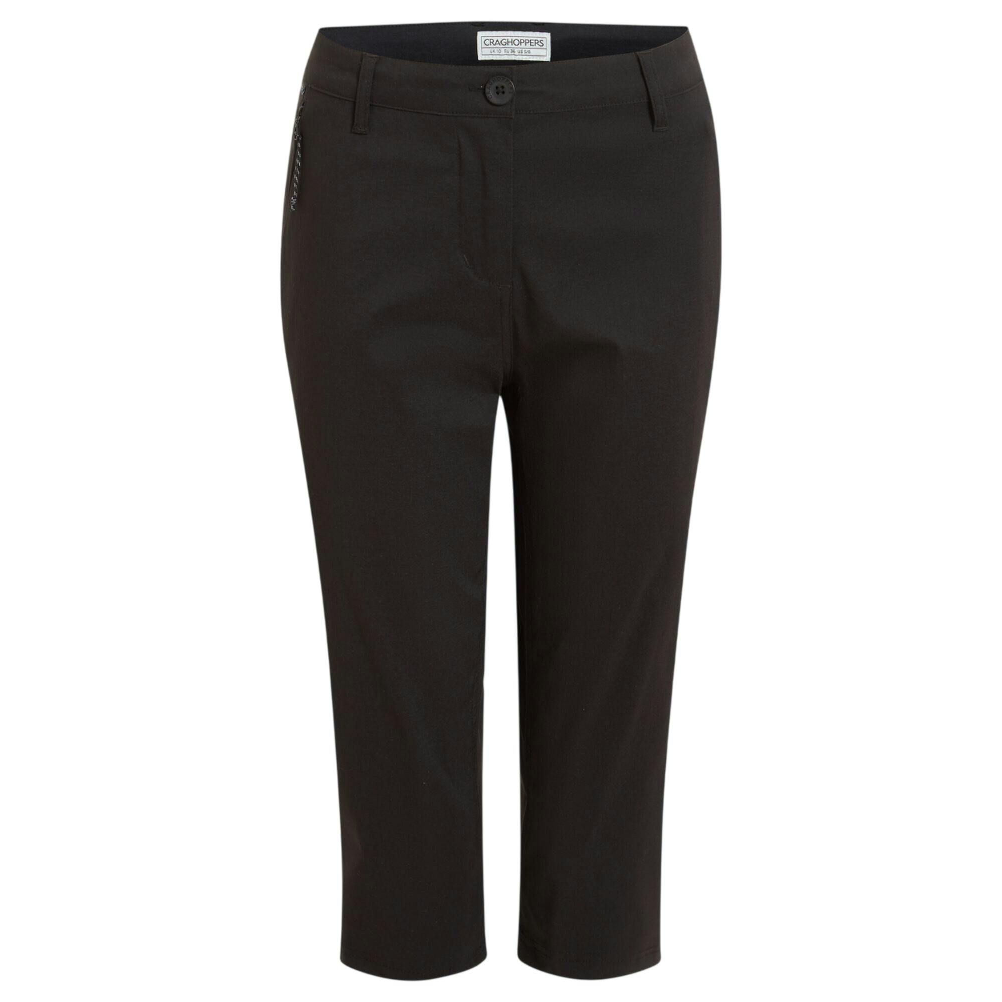 Craghoppers Women's Black Kiwi Pro Iii Cropped Trousers - 12 Uk - 96% Polyamide-Nylon/4% Elastane