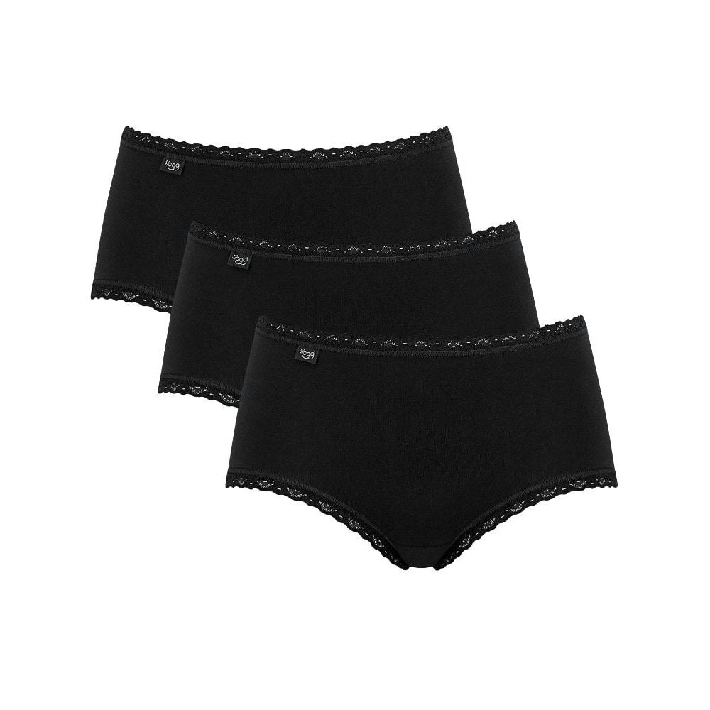 Sloggi Women's Black Cotton Midi Briefs 24/7 Lace (X3) - Image 2