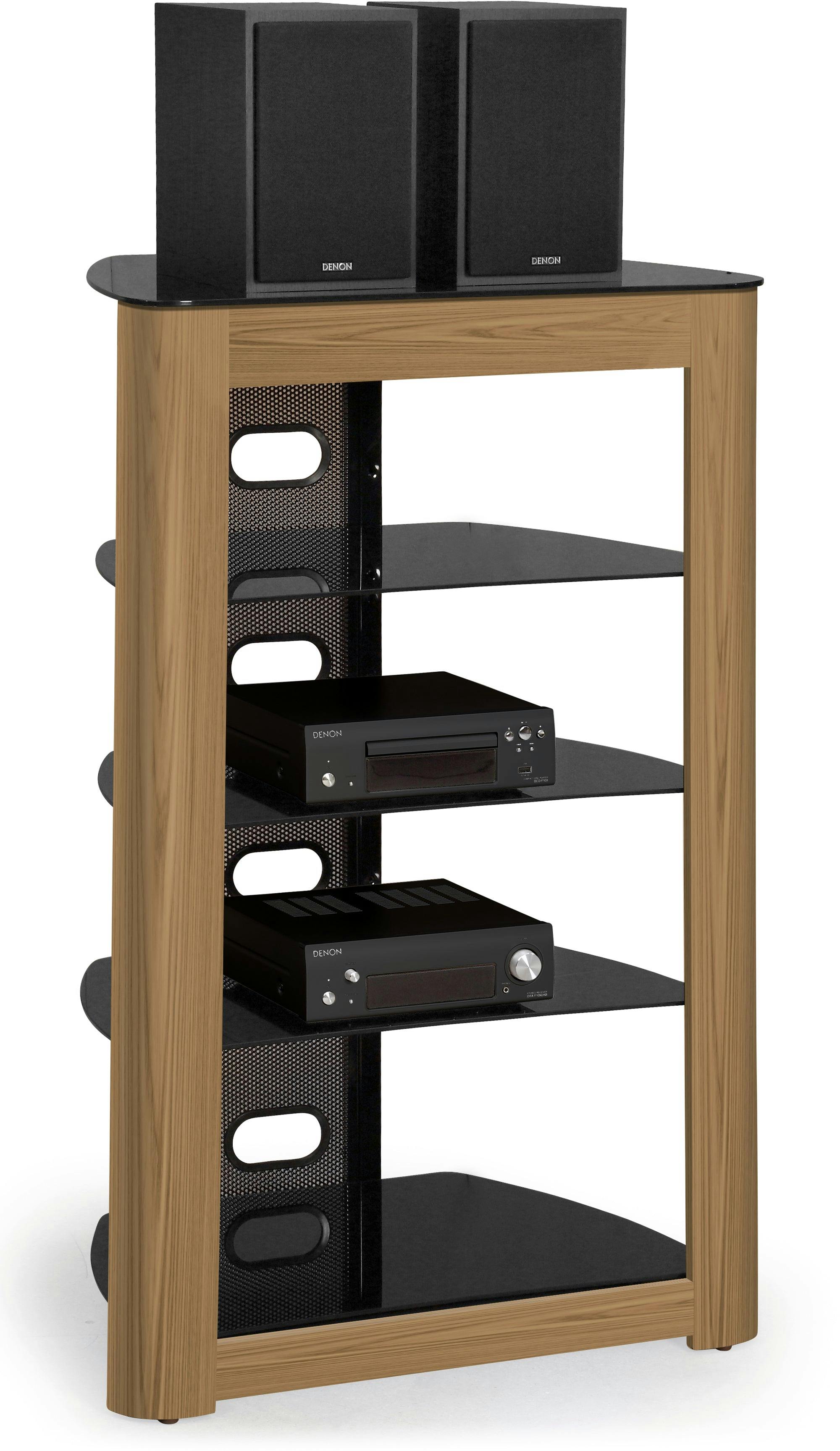 Rackhams Black Zinnia With Oak Fascia 5-Shelf Entertainment Unit Media Stand Audio Rack - 1 - Multi - Av Rack