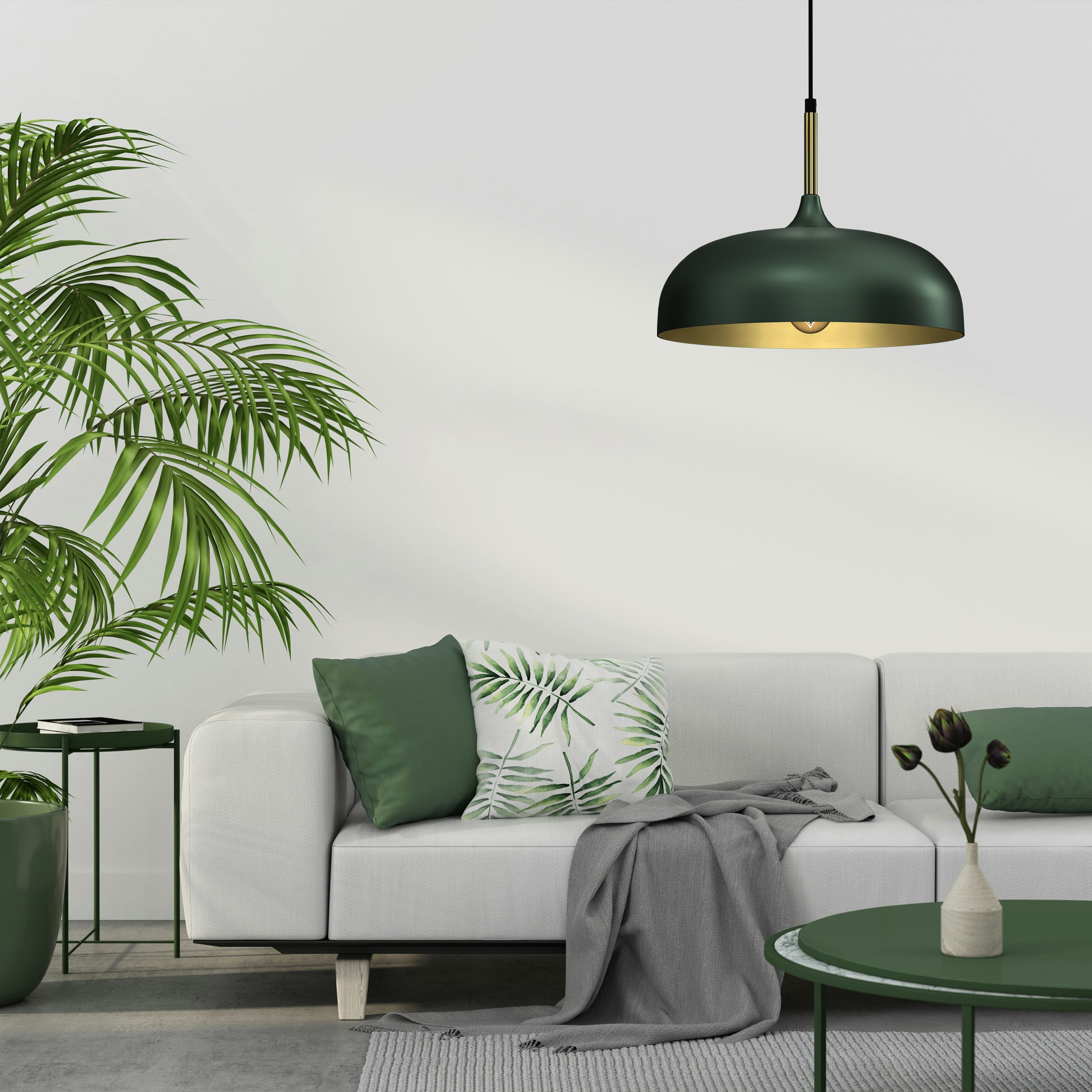 Milagro Green/Gold Pendant Lamp Lincoln 1Xe27 35Cm