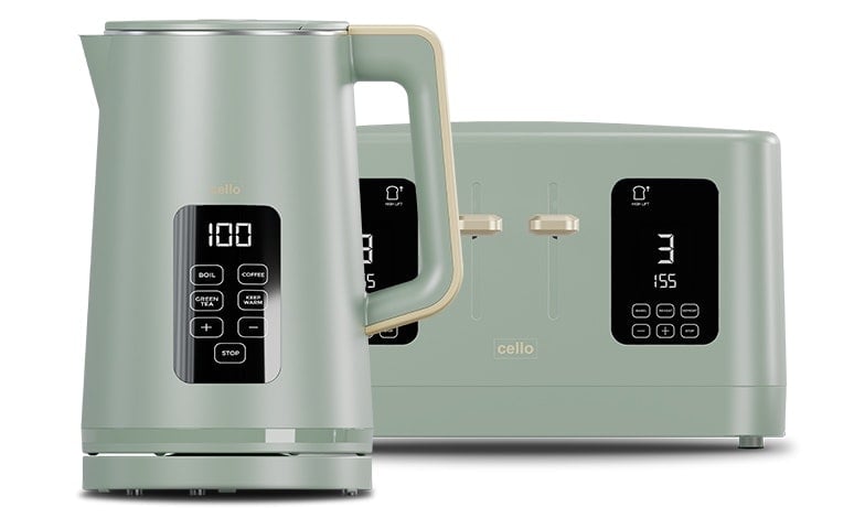 Cello Breakfast Bundle - Digital Kettle And 4 Slice Toaster