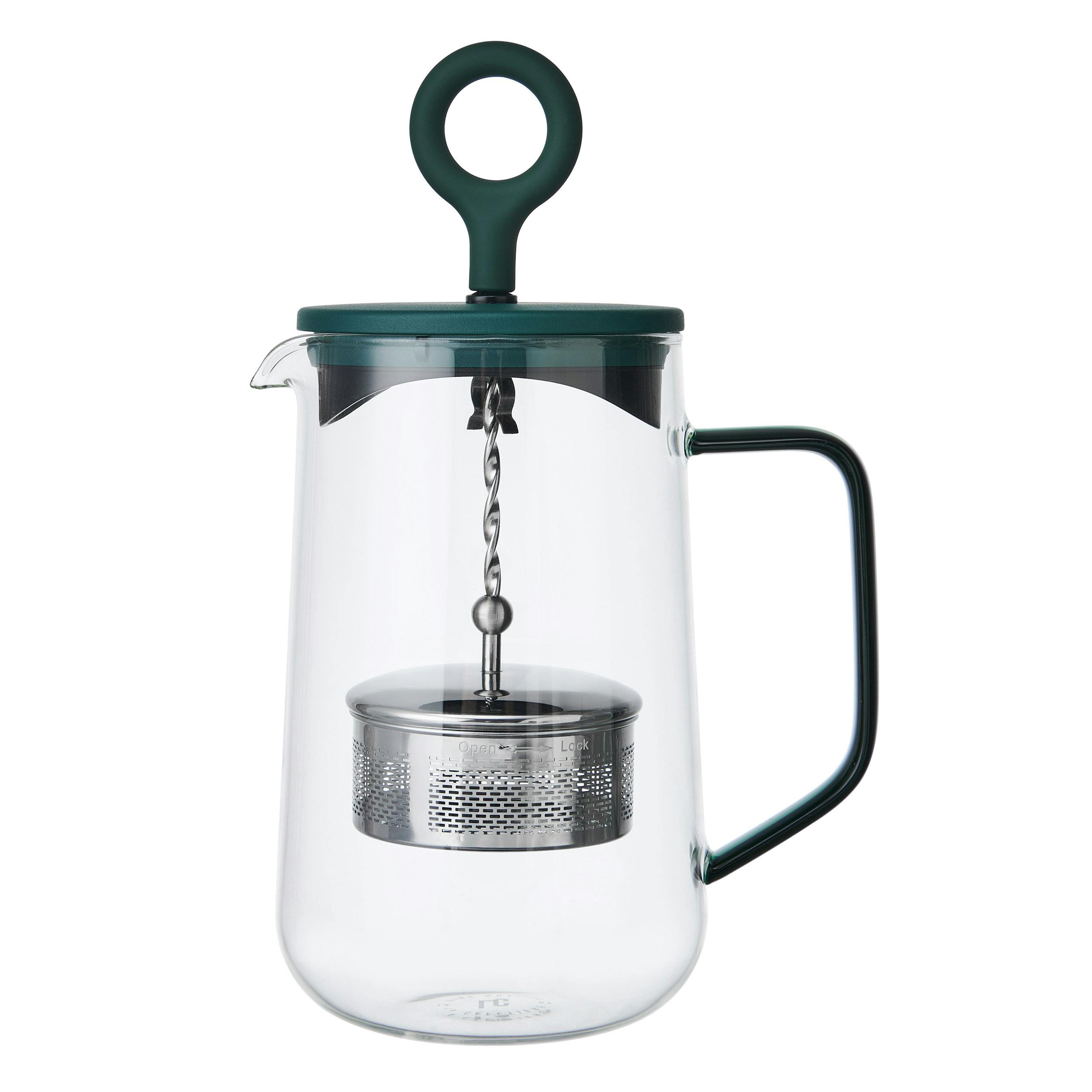 Rackhams Green 'Gyro' 4 Cup Glass Spinning Tea Infuser With Lid, 1.25L - Glass - Teapot
