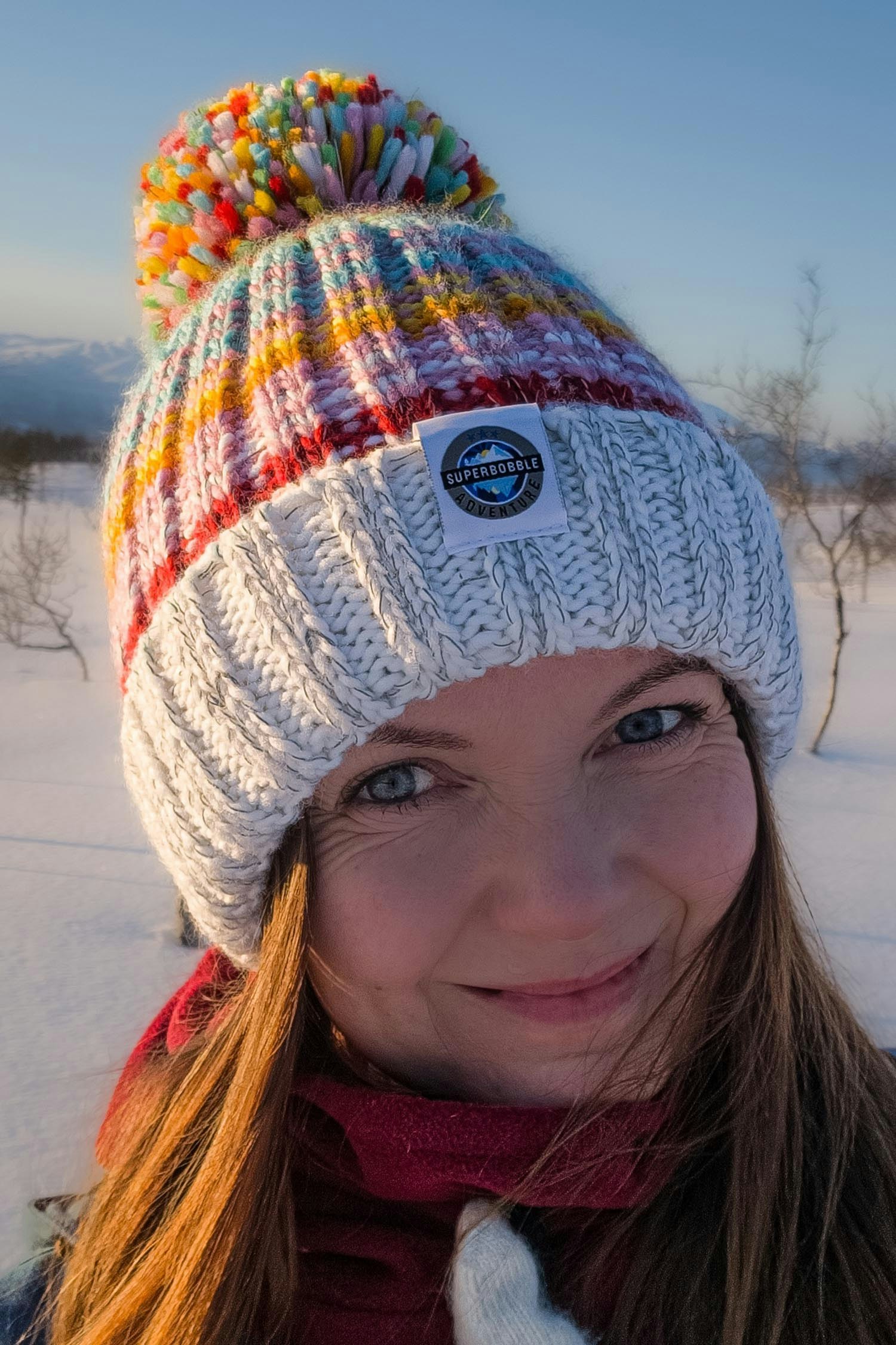 Superbobble Unisex Cream Aurora Rib Knit Hat