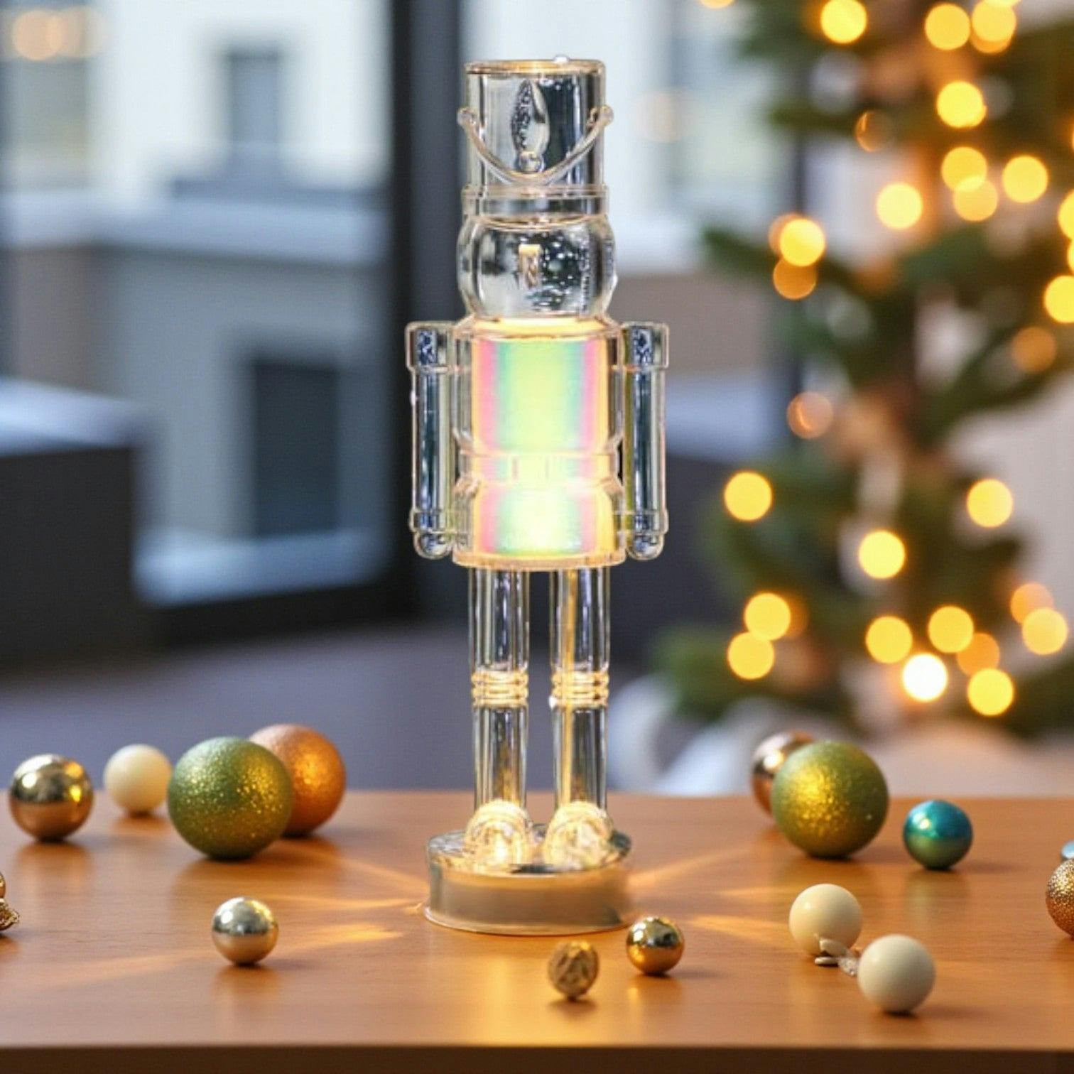 Garden Greatness Dark/Light Frosted Standing Led Iridescent Nutcracker