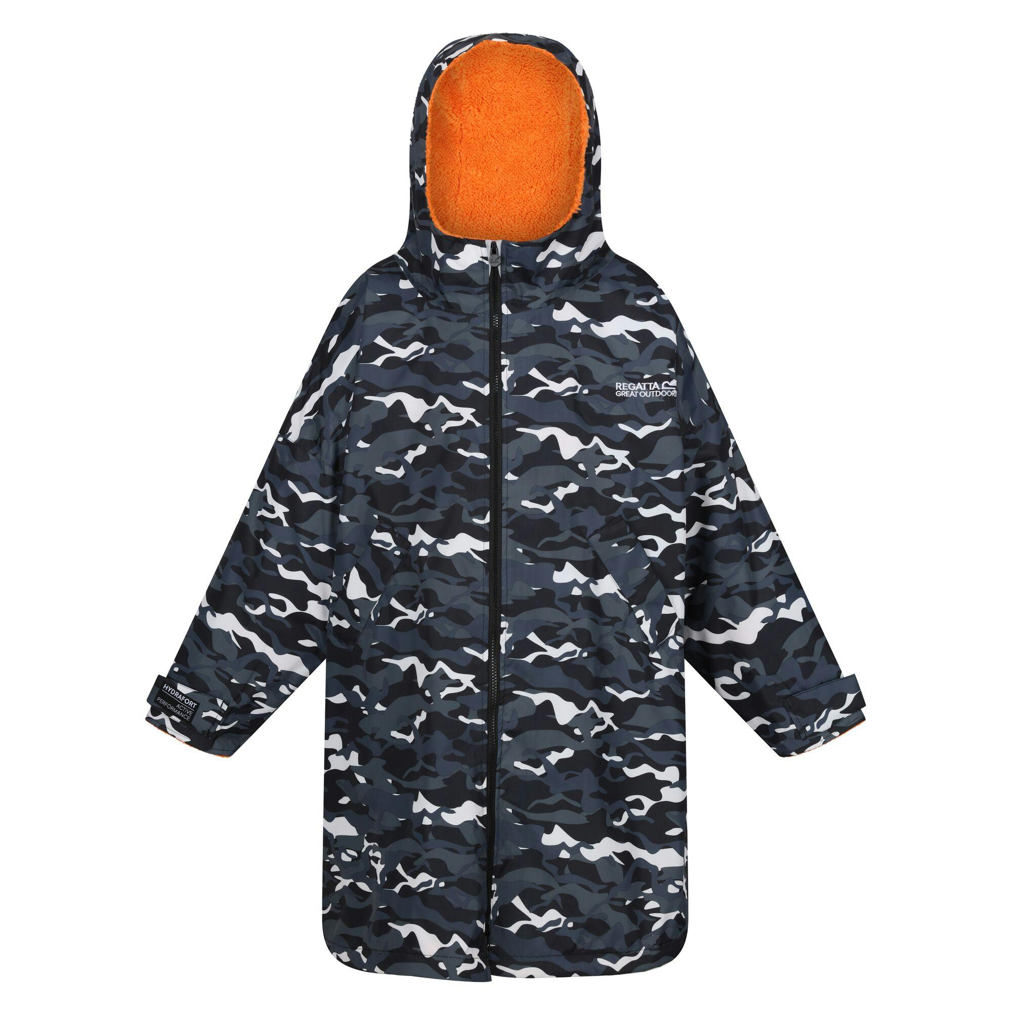 Regatta (5-9 Years, Black/Persimmon) Childrens/Kids Camouflage Waterproof Changing Robe - Image 2
