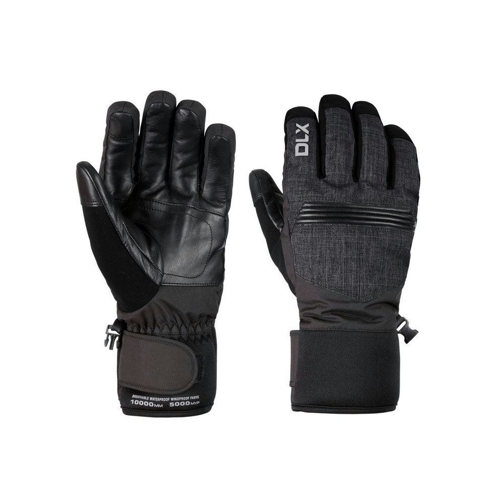 Trespass Men's Black Sidney Leather Palm Snow Sports Gloves In | : Extra Large - Image 2