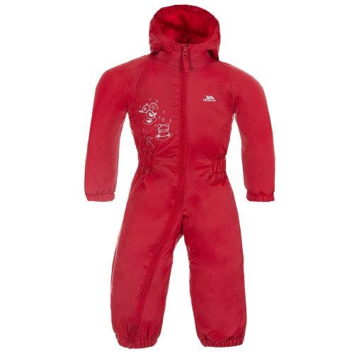 Trespass Red Kids Dripdrop Padded Waterproof All-In-One Suit - Signal - 6 To 12 Months