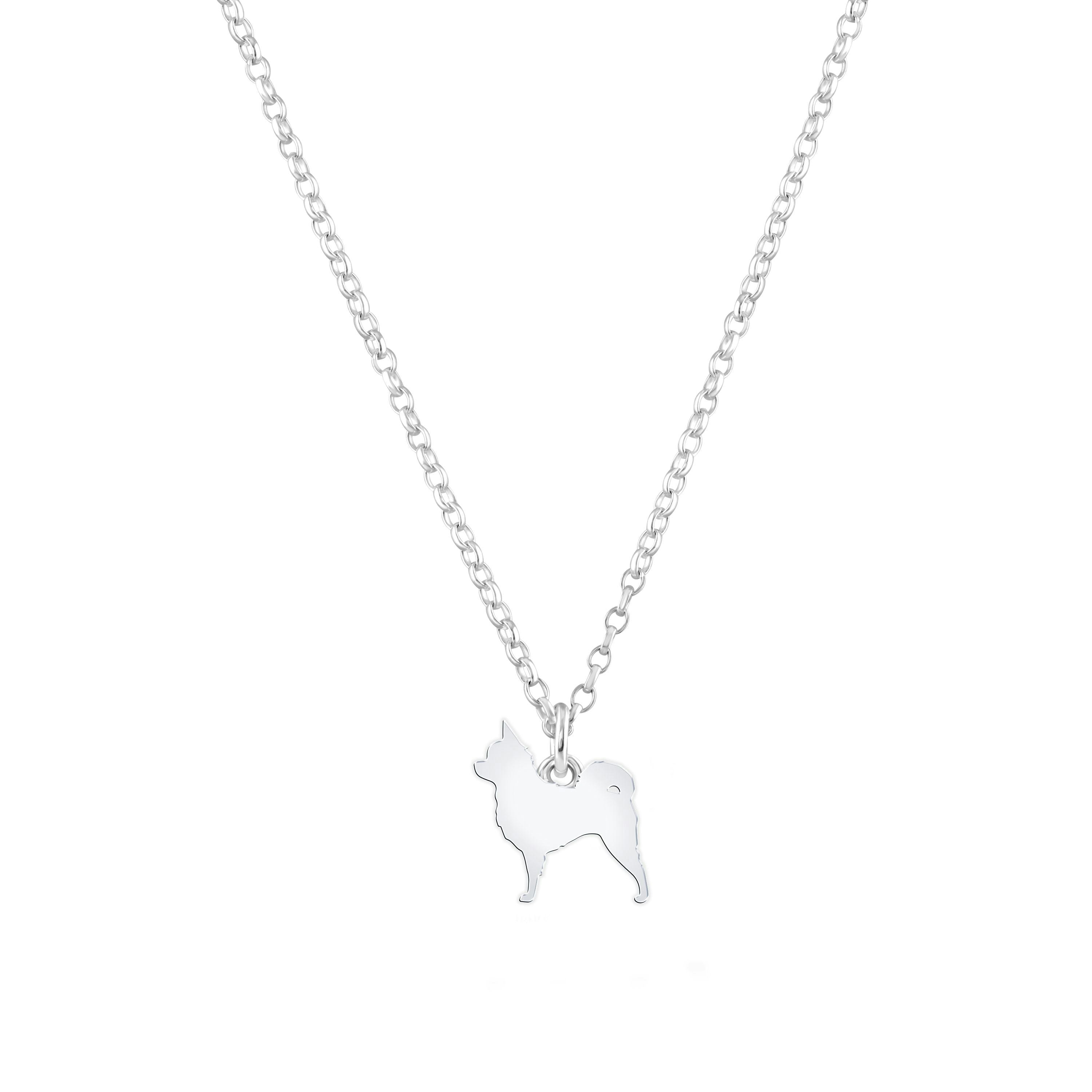 Mylee London Silver Long Coat Chihuahua Silhouette Necklace - Personalised - No