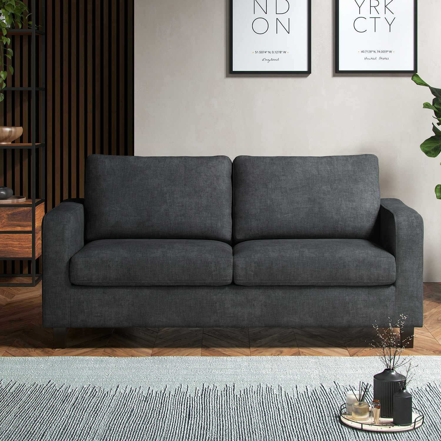 Furnishings For Less Grey York Turin Fabric 3 Seater Sofa