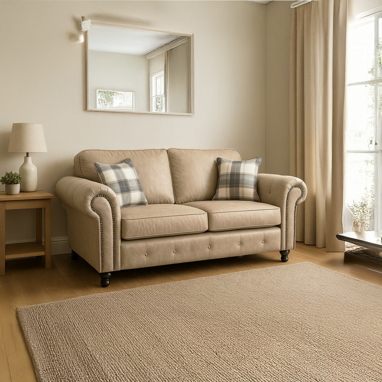 Rackhams Oakland Marble Leather 2 Seater Sofa