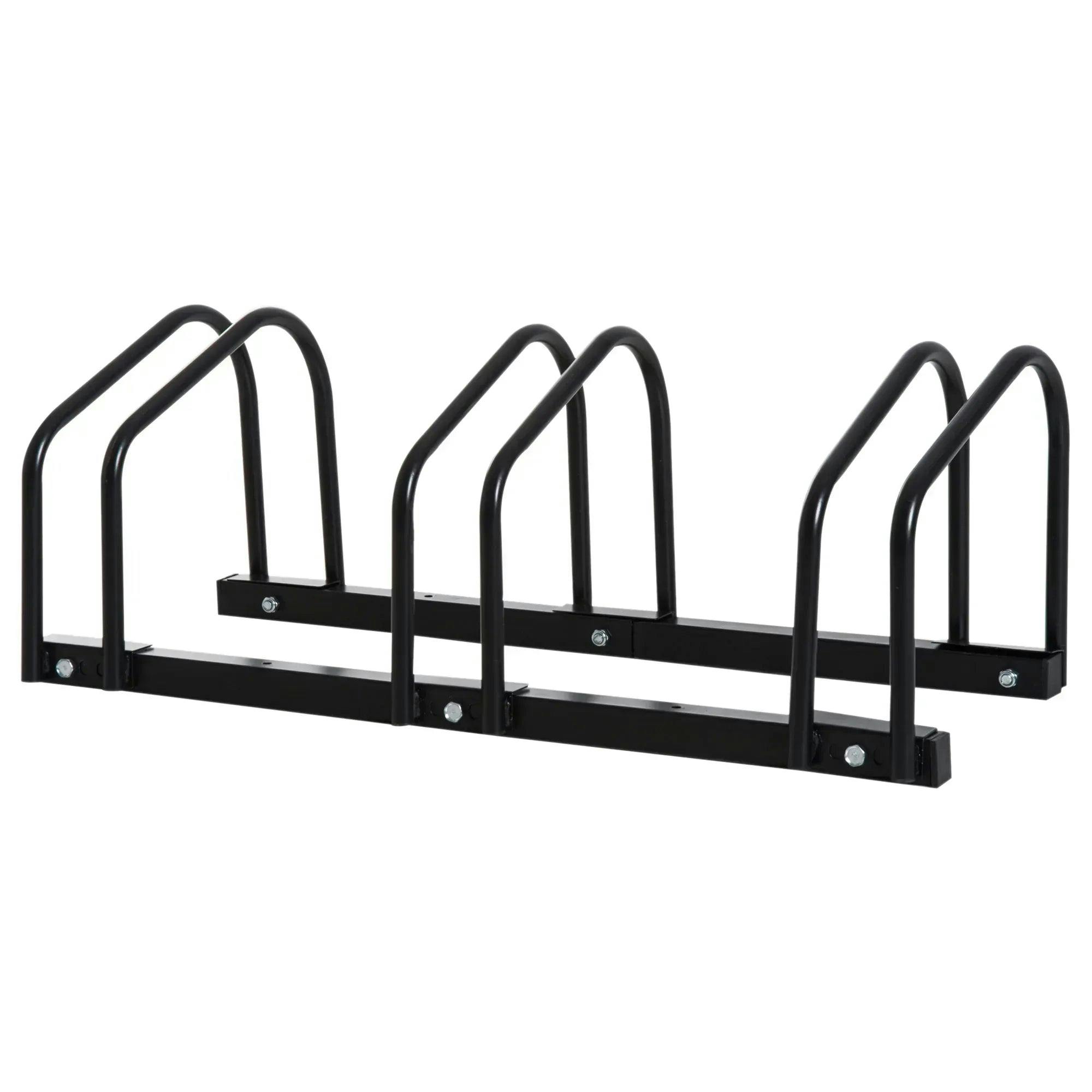 3 Bike Parking Rack Bicycle Storage Stand Lock Holder Black - Image 7
