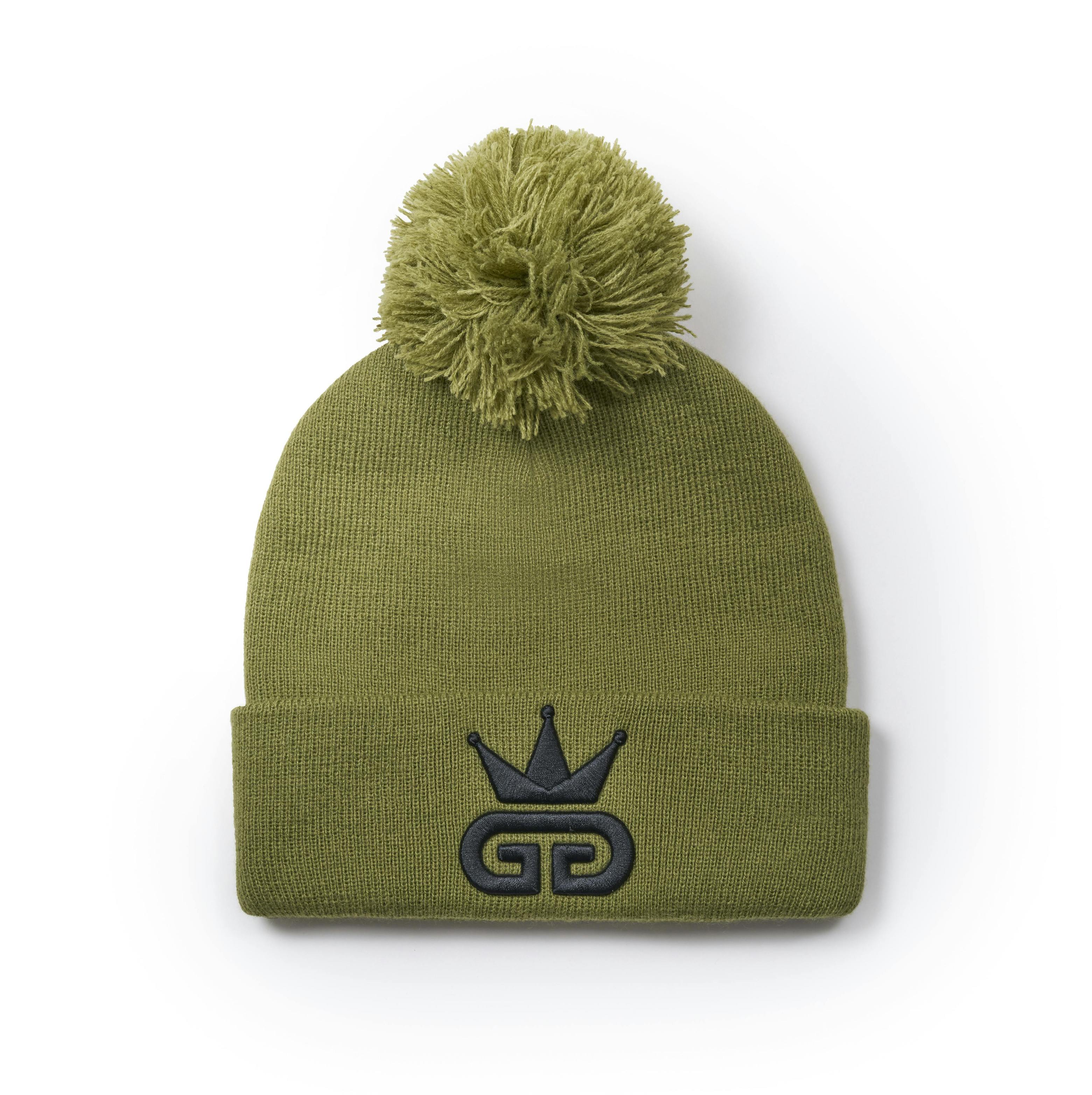 God Given Talent Black/Green Ggt Logo Olive Bobble Woolly Hat - Ggtwh00003
