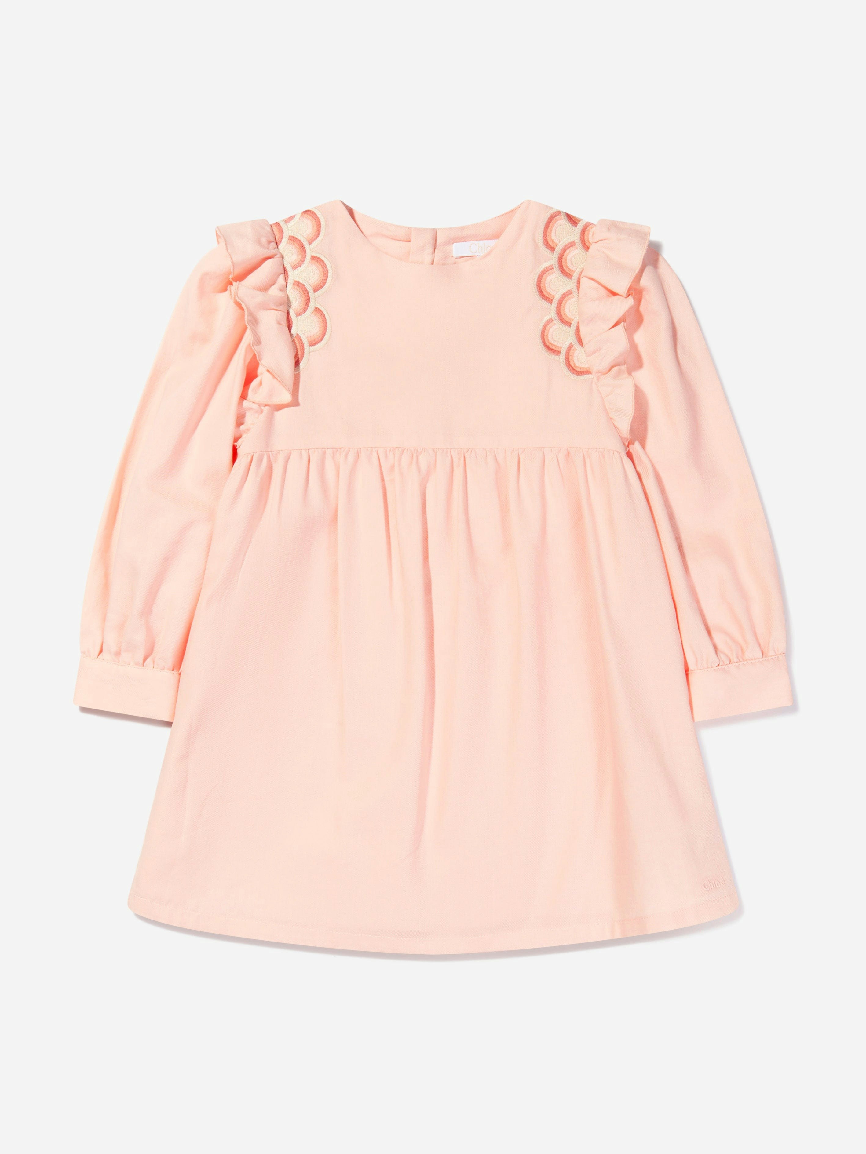 Chloé Girls Pink Organic Cotton Embroidered Dress - 12 Yrs