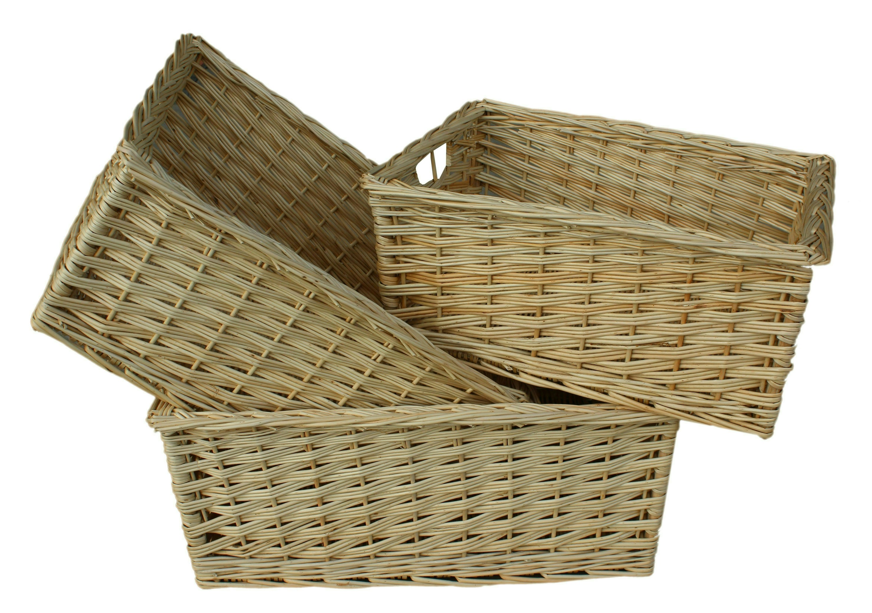 Rackhams Red Buff Willow Kitchen Wicker Storage Basket - Set Of 3