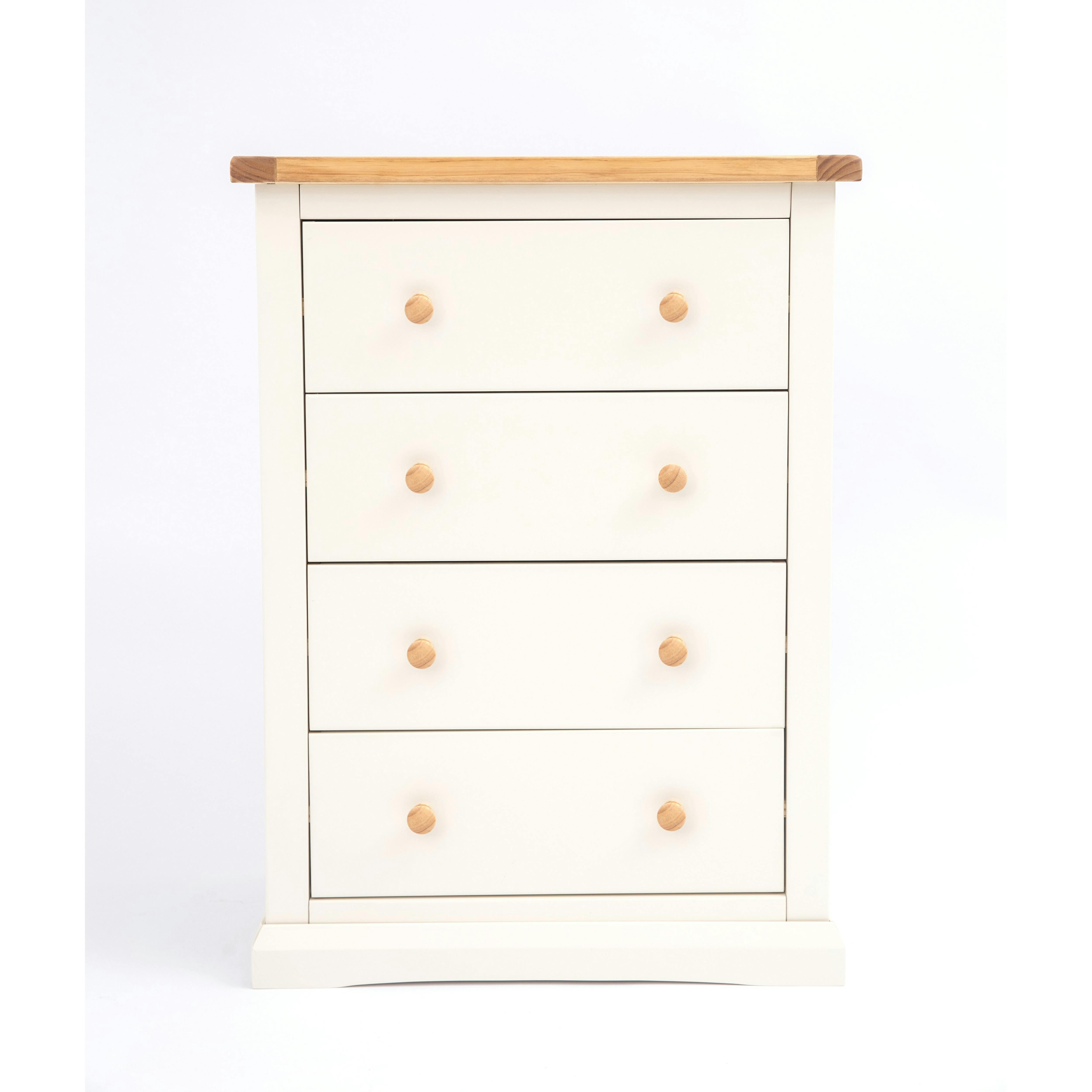 Rackhams White Castelli 4 Drawer Chest Of Drawers Wood Knob - Off