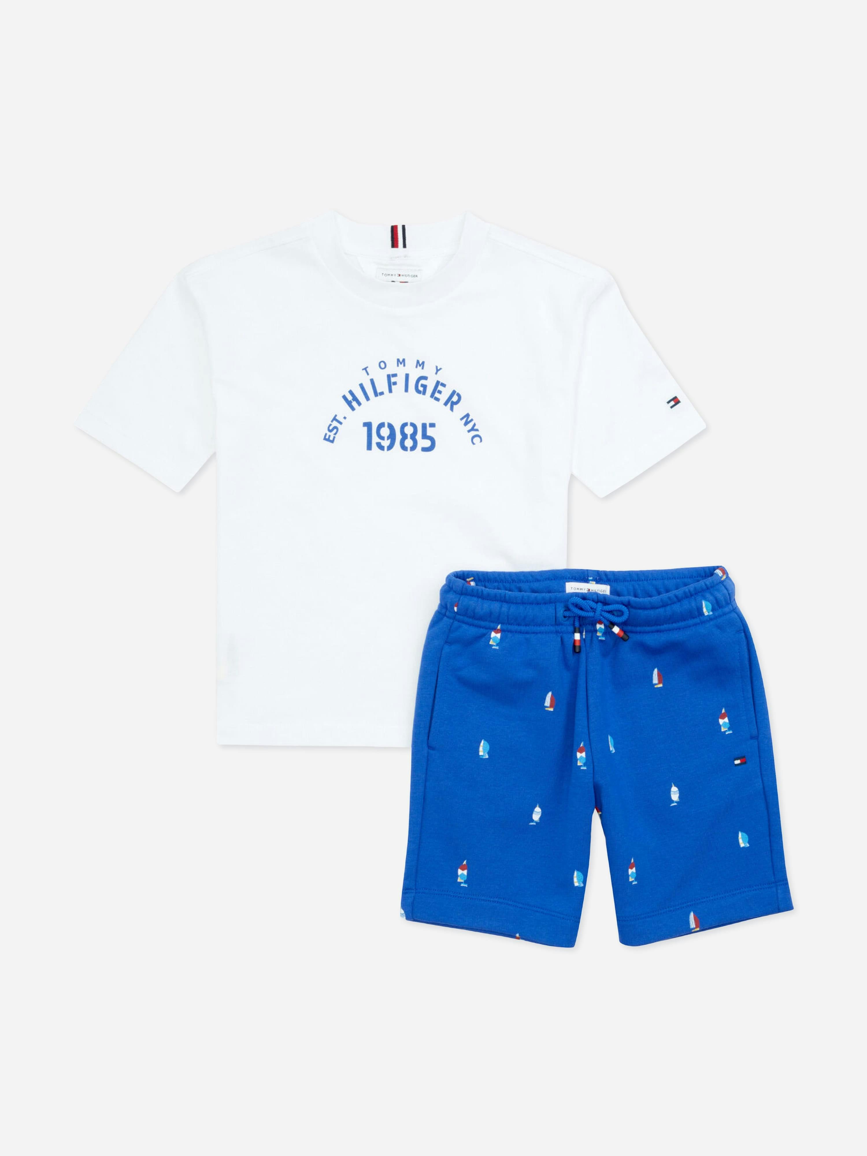 Tommy Hilfiger Boys T-Shirt and Shorts Set in Blue and White, Size 3 Years - Image 2