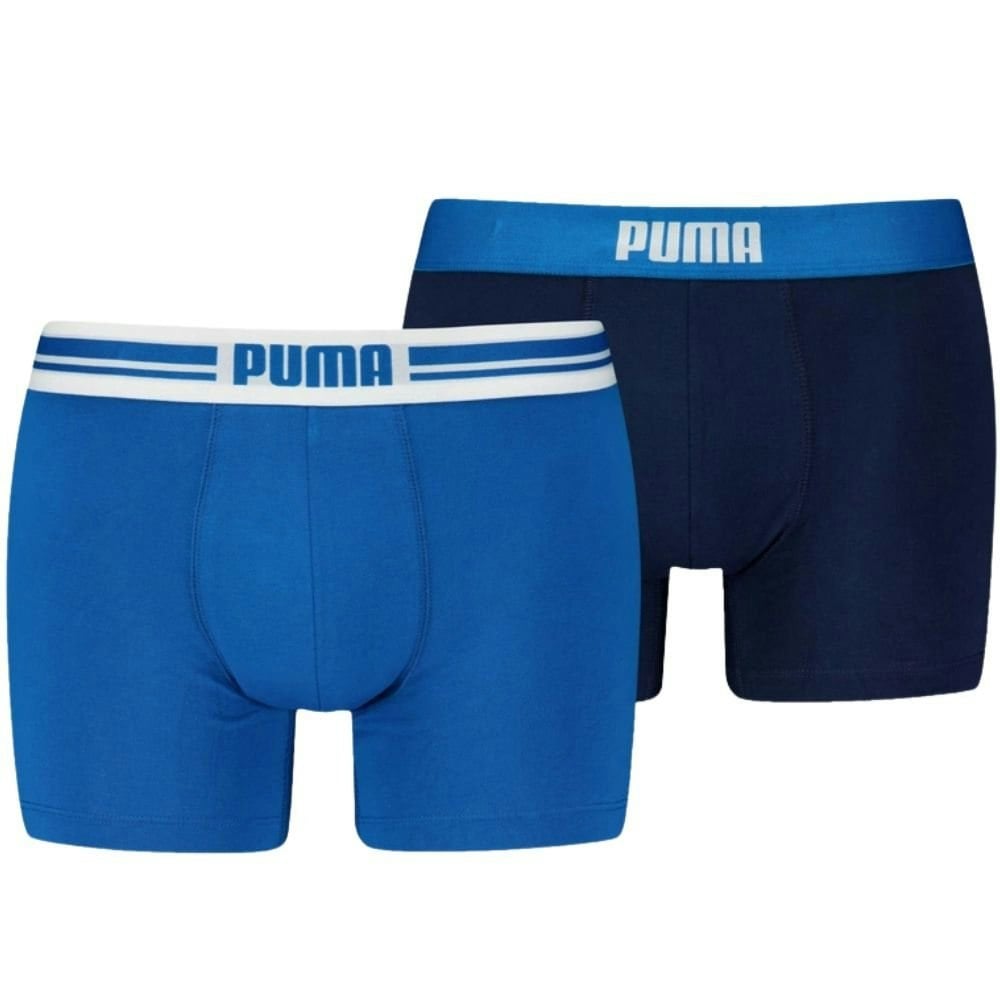 Puma Men's Blue 2-Pack Placed Logo Boxer Briefs, /Navy - Xxl