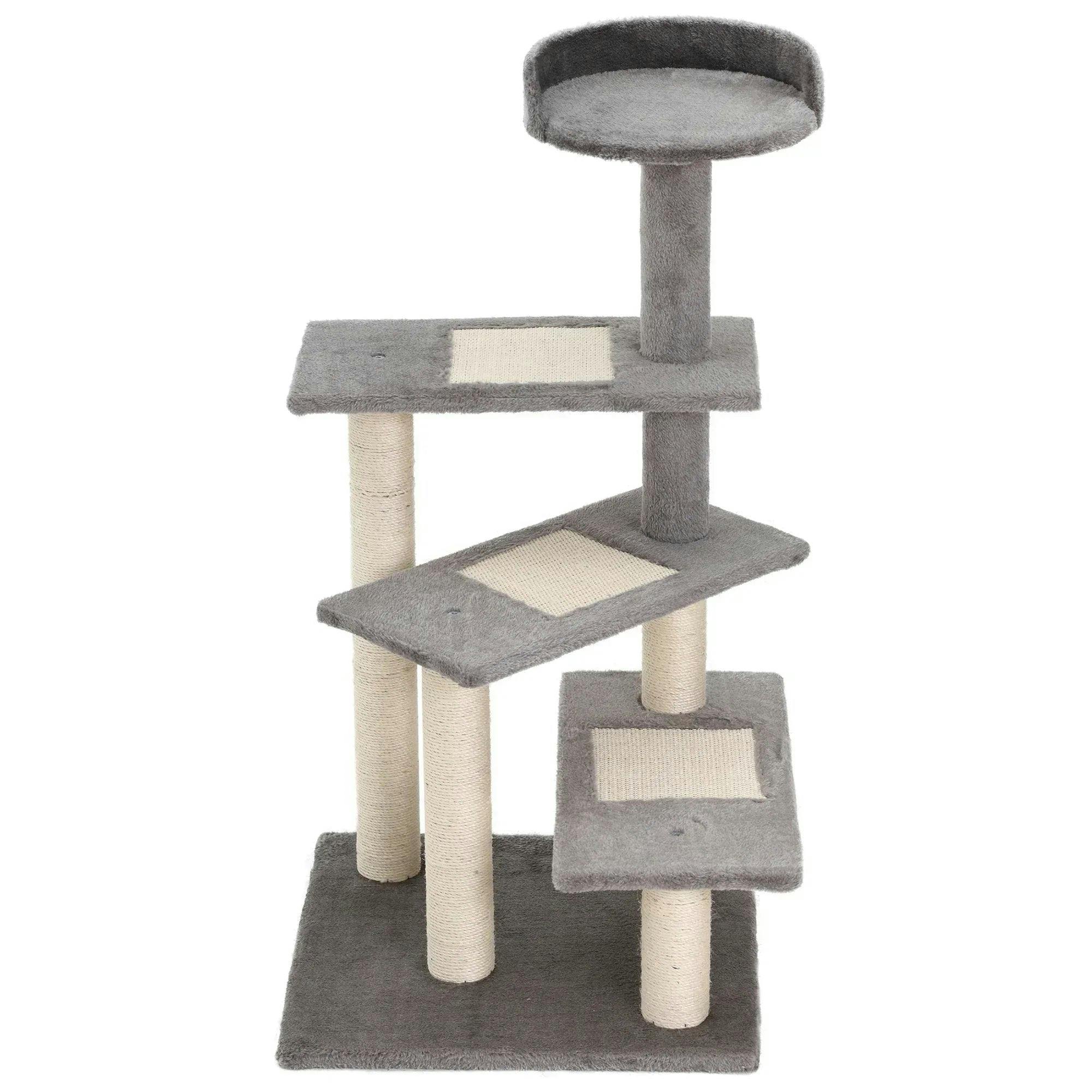 Cat Tree Scratching Post Activity Centre Kitten Climbing Tower Plush Grey - Image 6